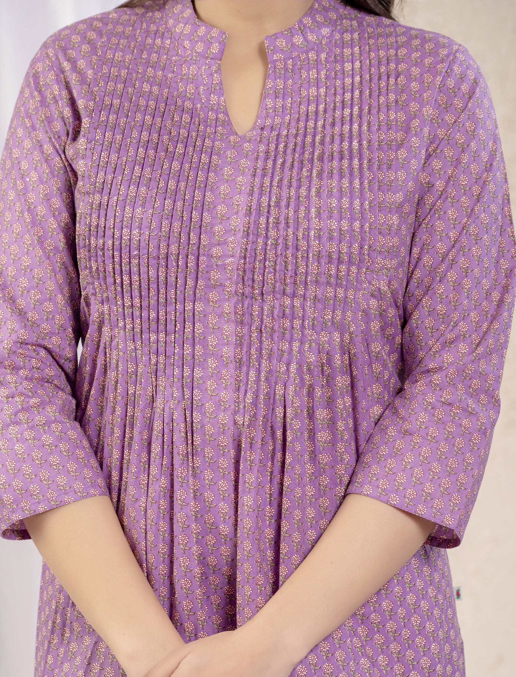 Purple Butti Printed Straight Kurti