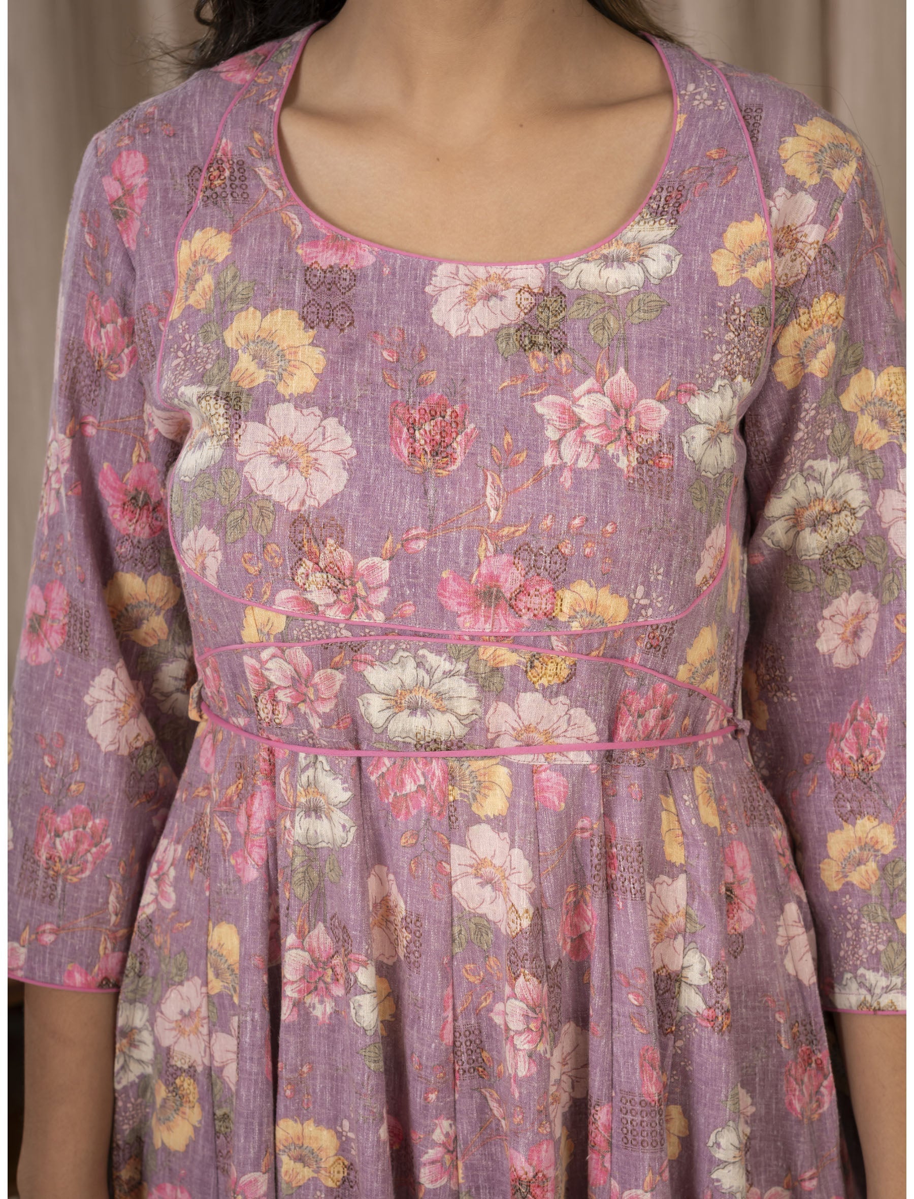 Liliac Khadi Cotton Printed Anarkali Dress