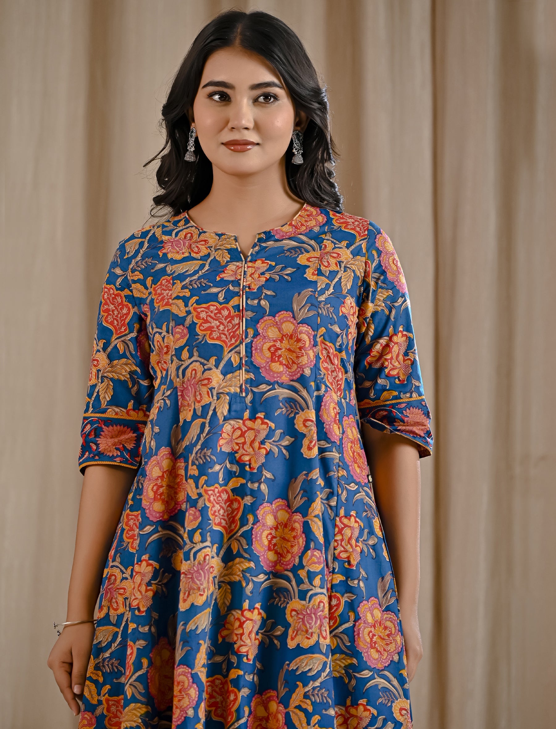Blue Jaal Printed Cotton Kurta Pant Set