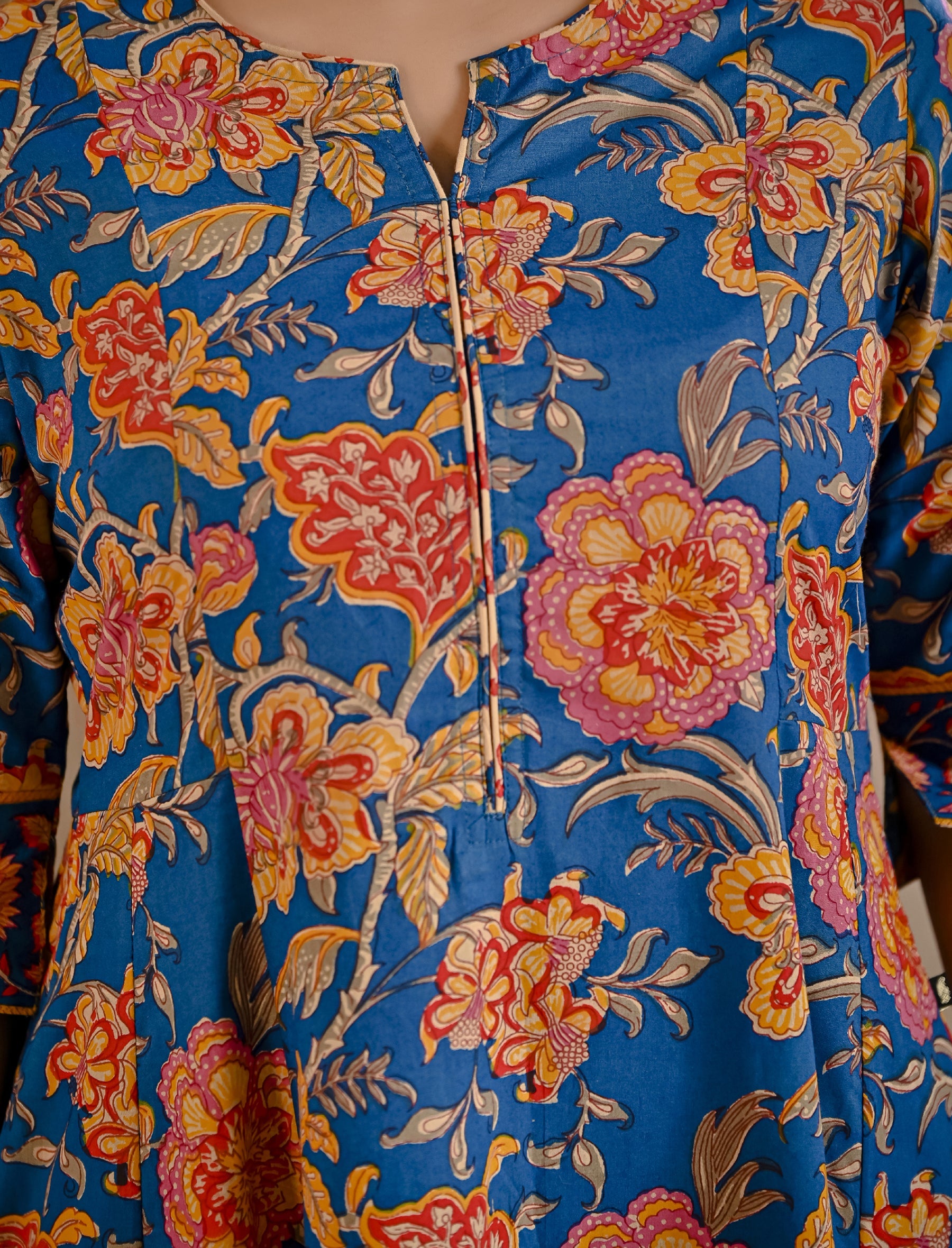 Blue Jaal Printed Cotton Kurta Pant Set