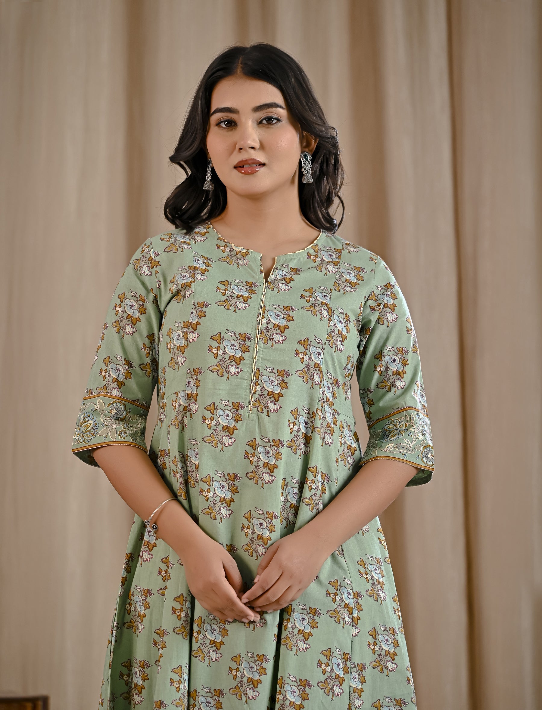 Pastel Jaal Printed Cotton Kurta Pant Set