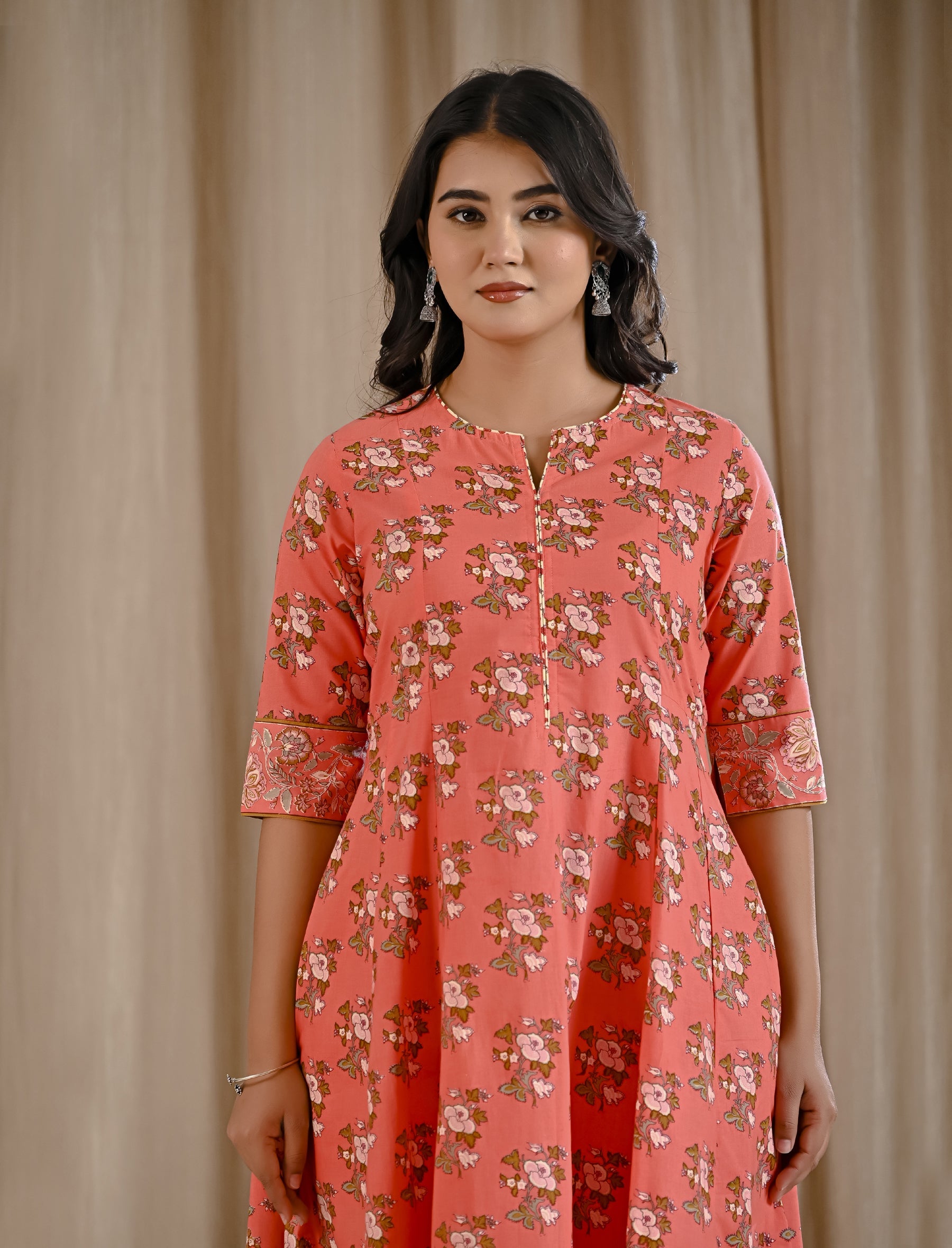 Pink Jaal Printed Cotton Kurta Pant Set