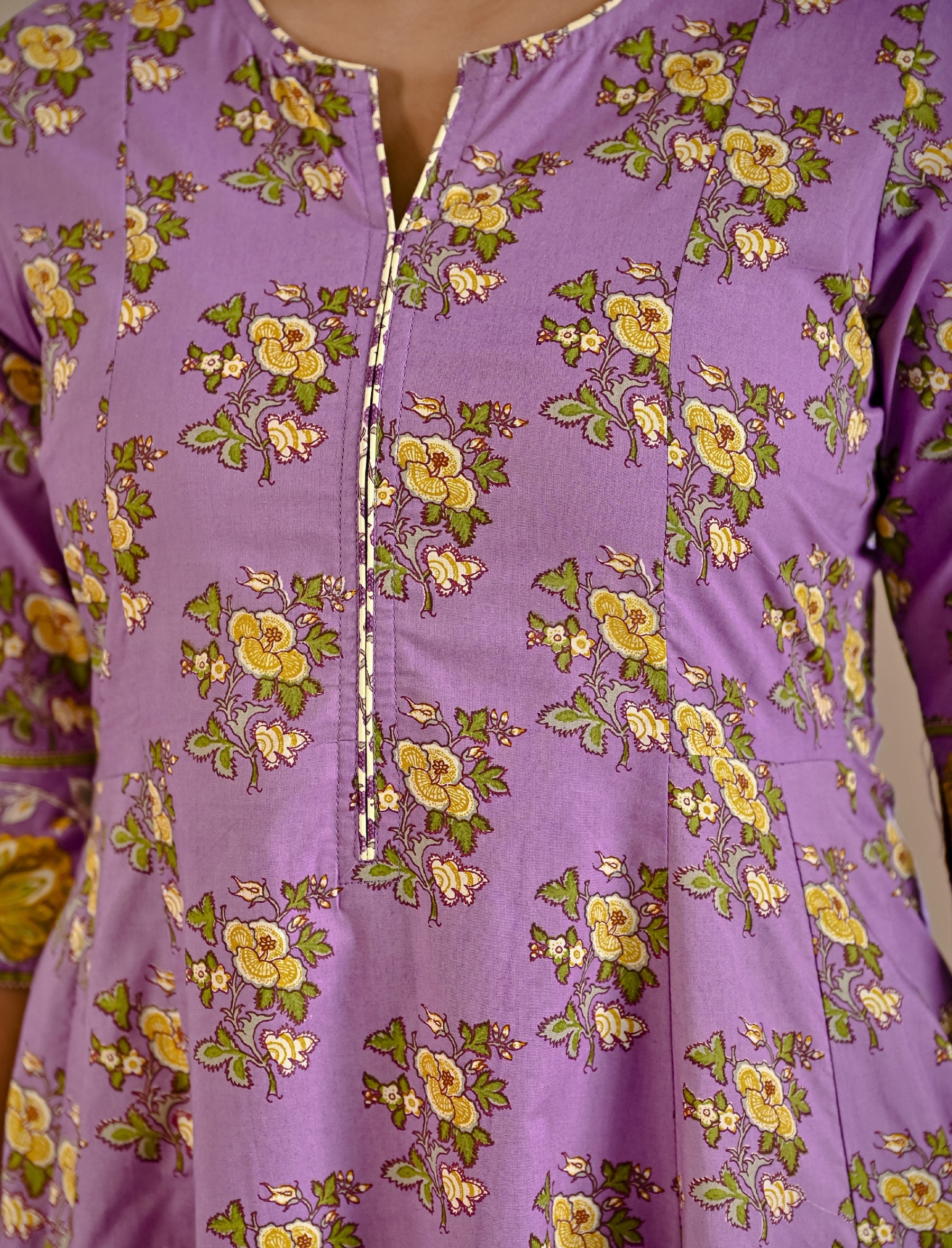 Purple Jaal Printed Cotton Kurta Pant Set
