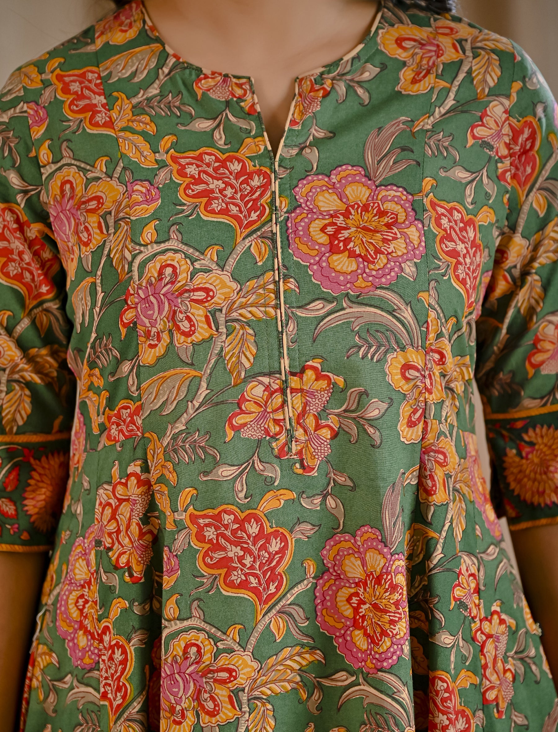 Green Jaal Printed Cotton Kurta Pant Set