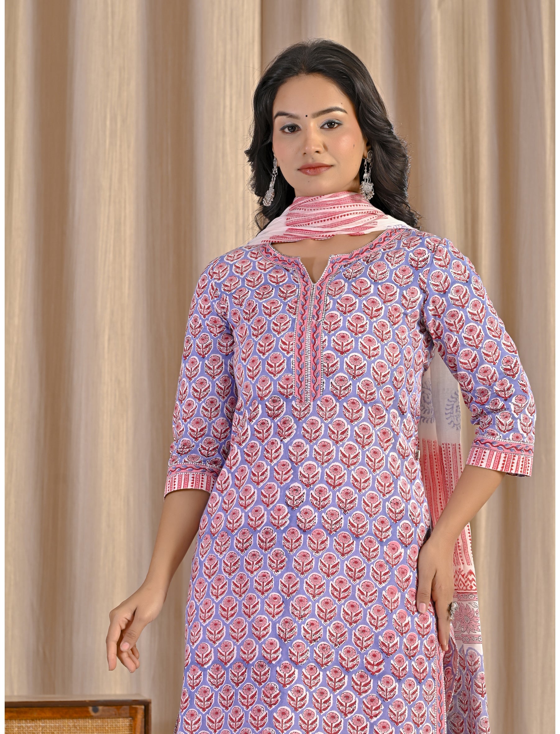 Hand Block Printed Cotton Kurta Pant Set