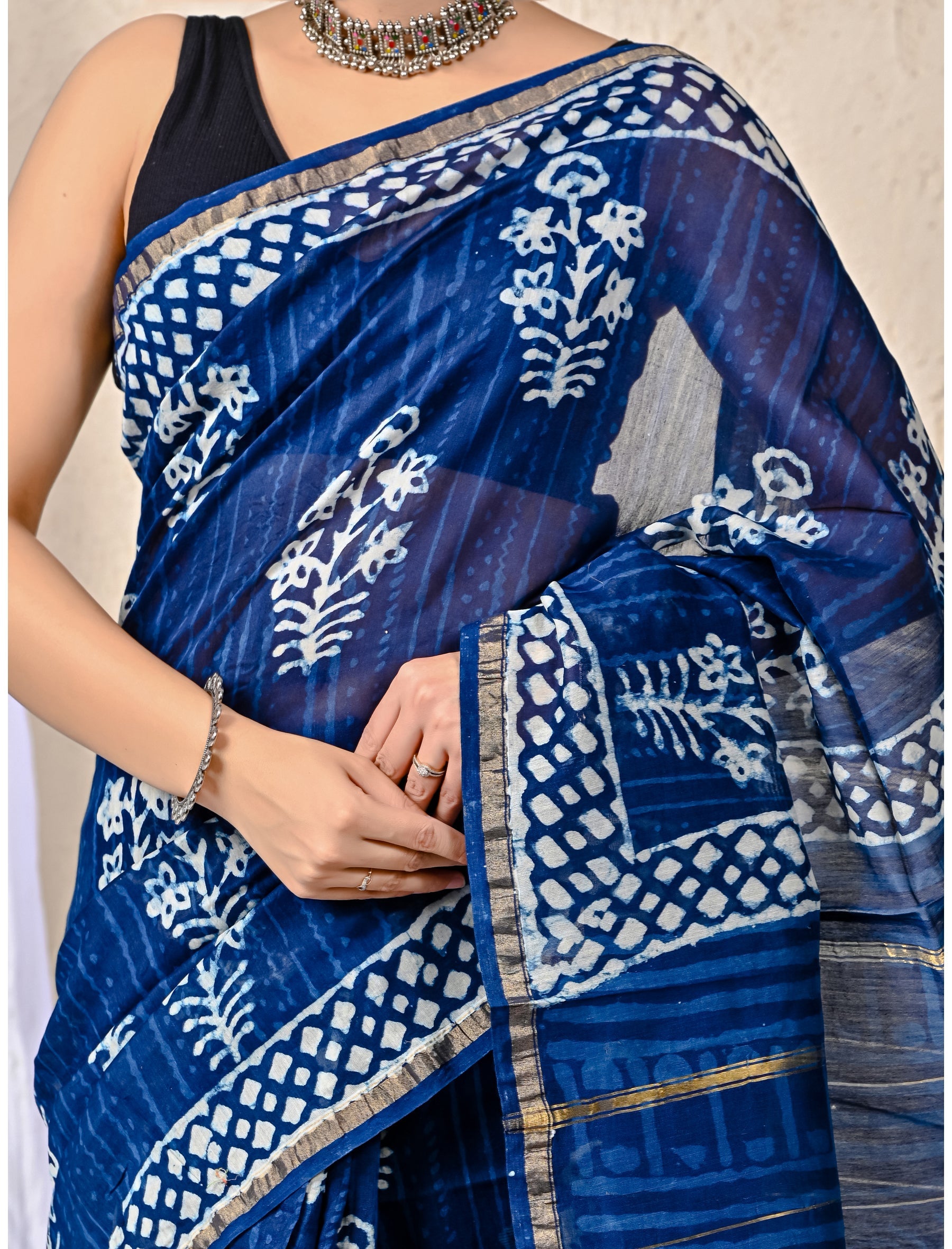 Chanderi Printed Saree With Blouse