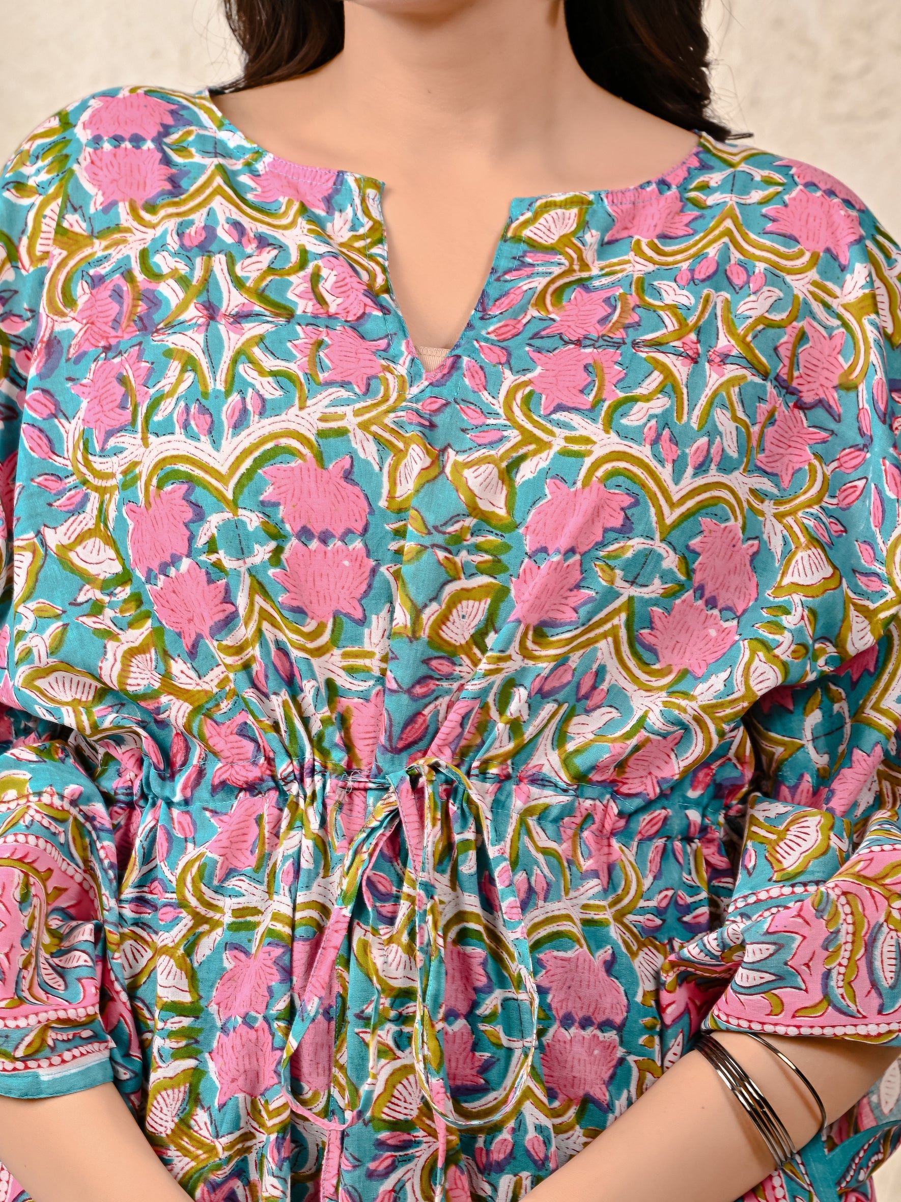 Hand Block Printed Cotton Kaftan