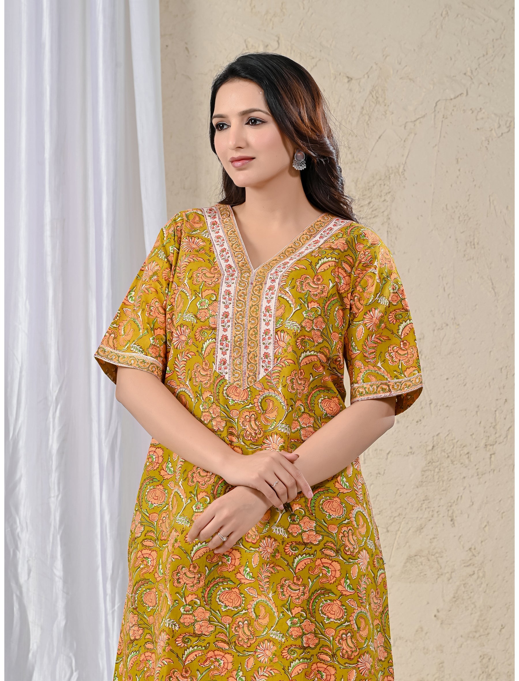 Mustard Cotton Comfortable Night Gown