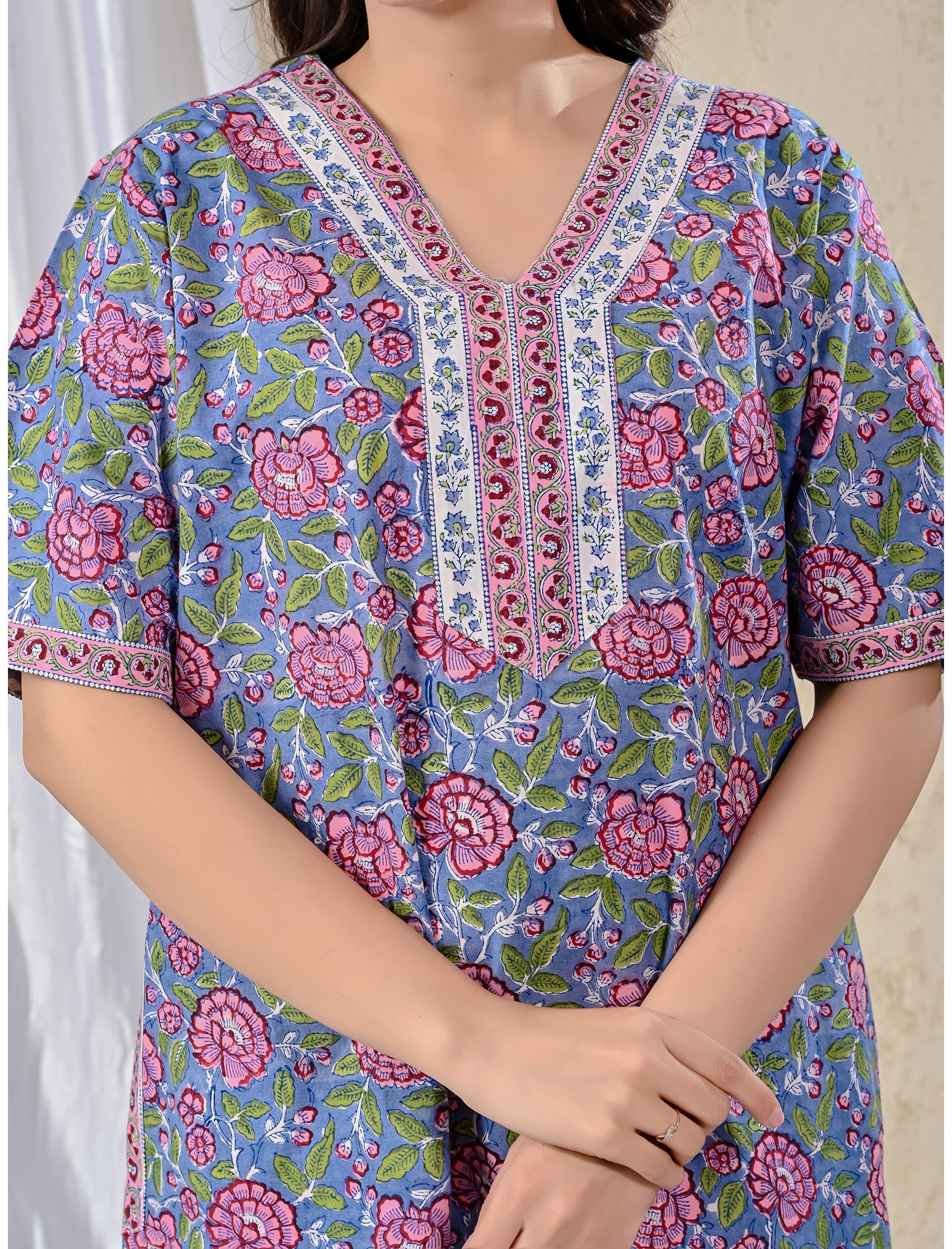 Blue Cotton Comfortable Night Gown