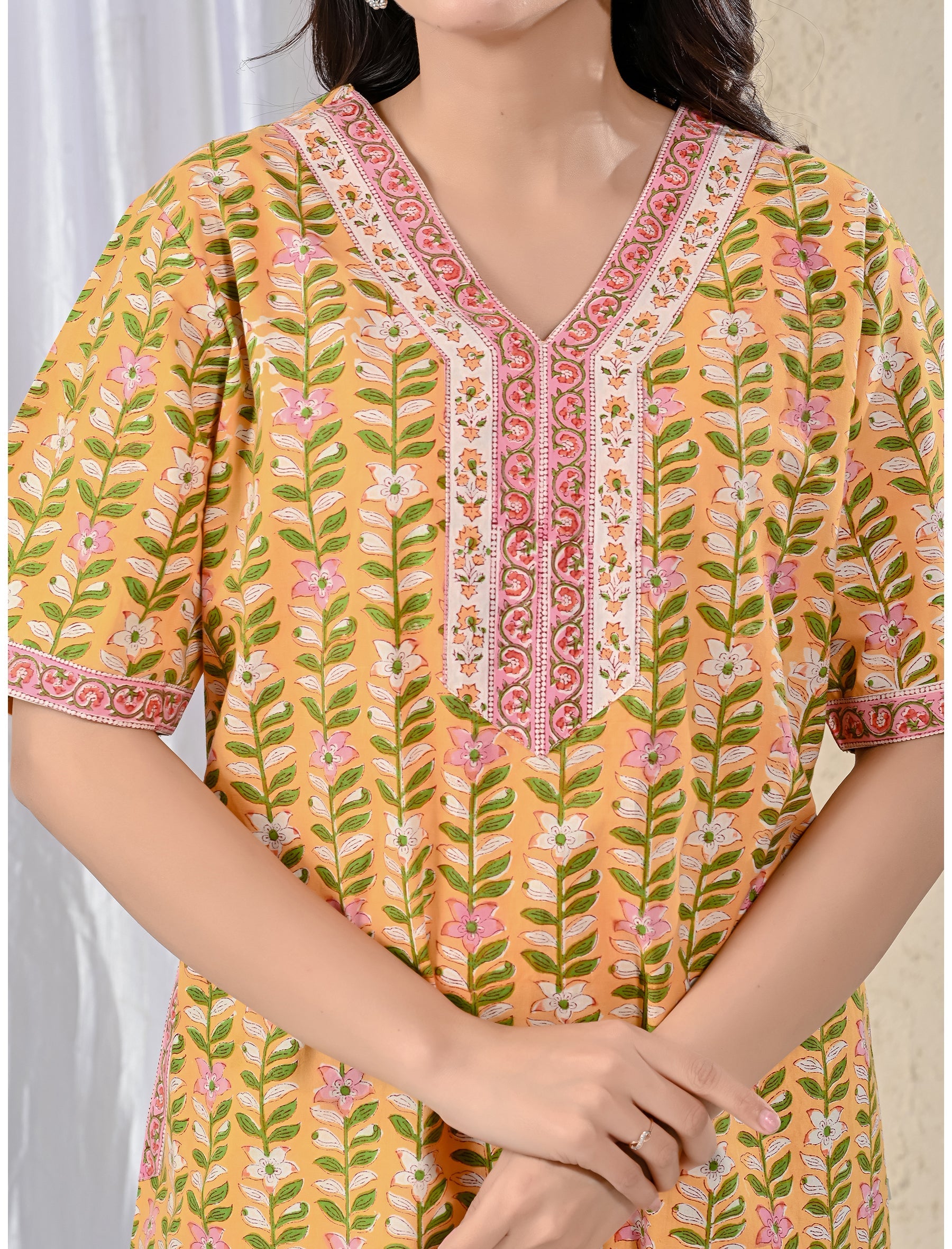 Yellow Jaal Cotton Comfortable Night Gown