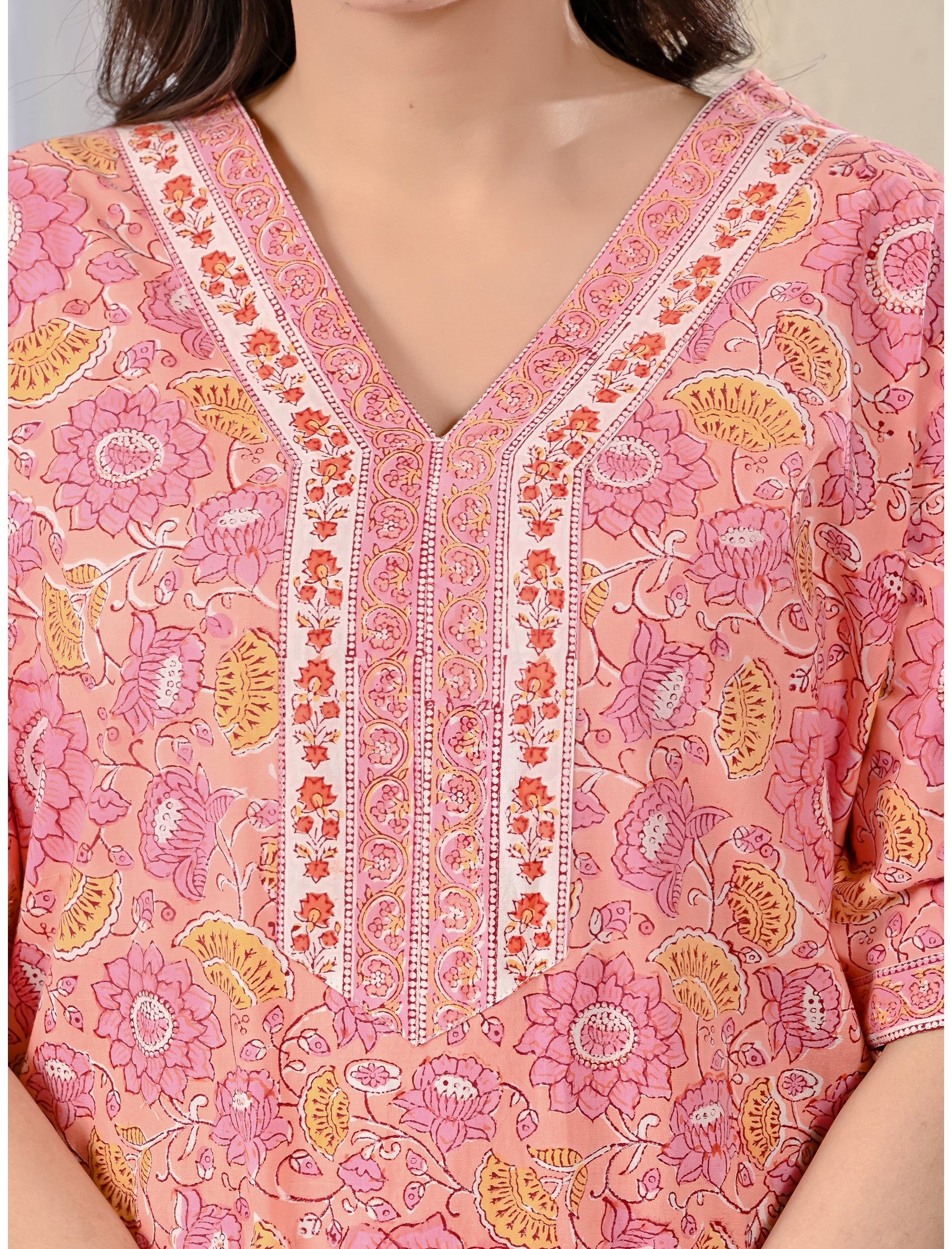 Pink Jaal Cotton Comfortable Night Gown