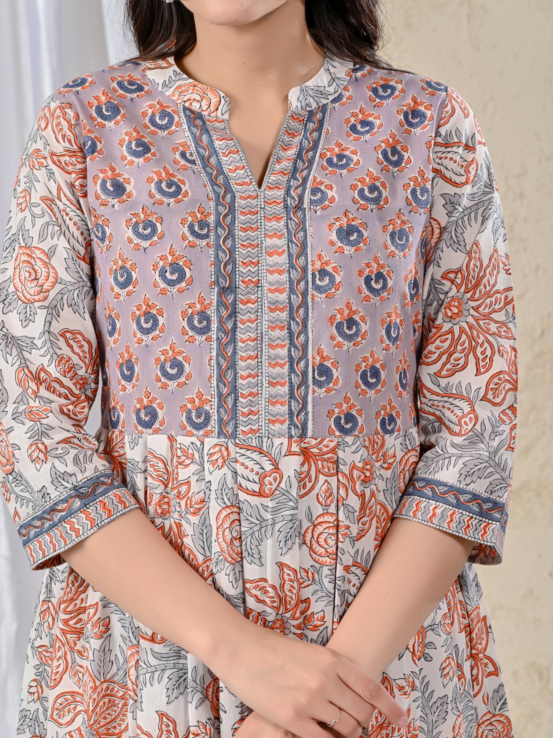White Jaal Printed Cotton Kurta Pant Set