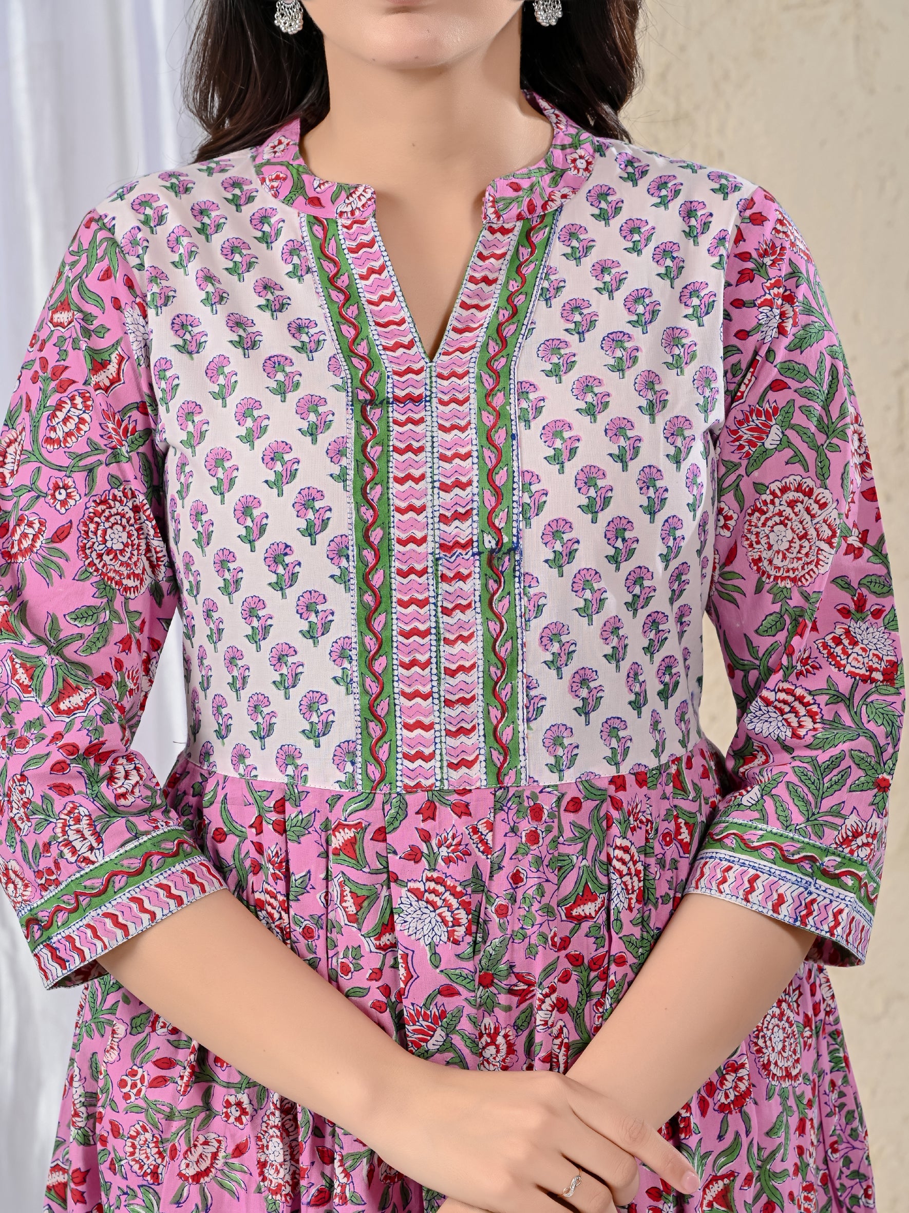 Pink Jaal Printed Cotton Kurta Pant Set