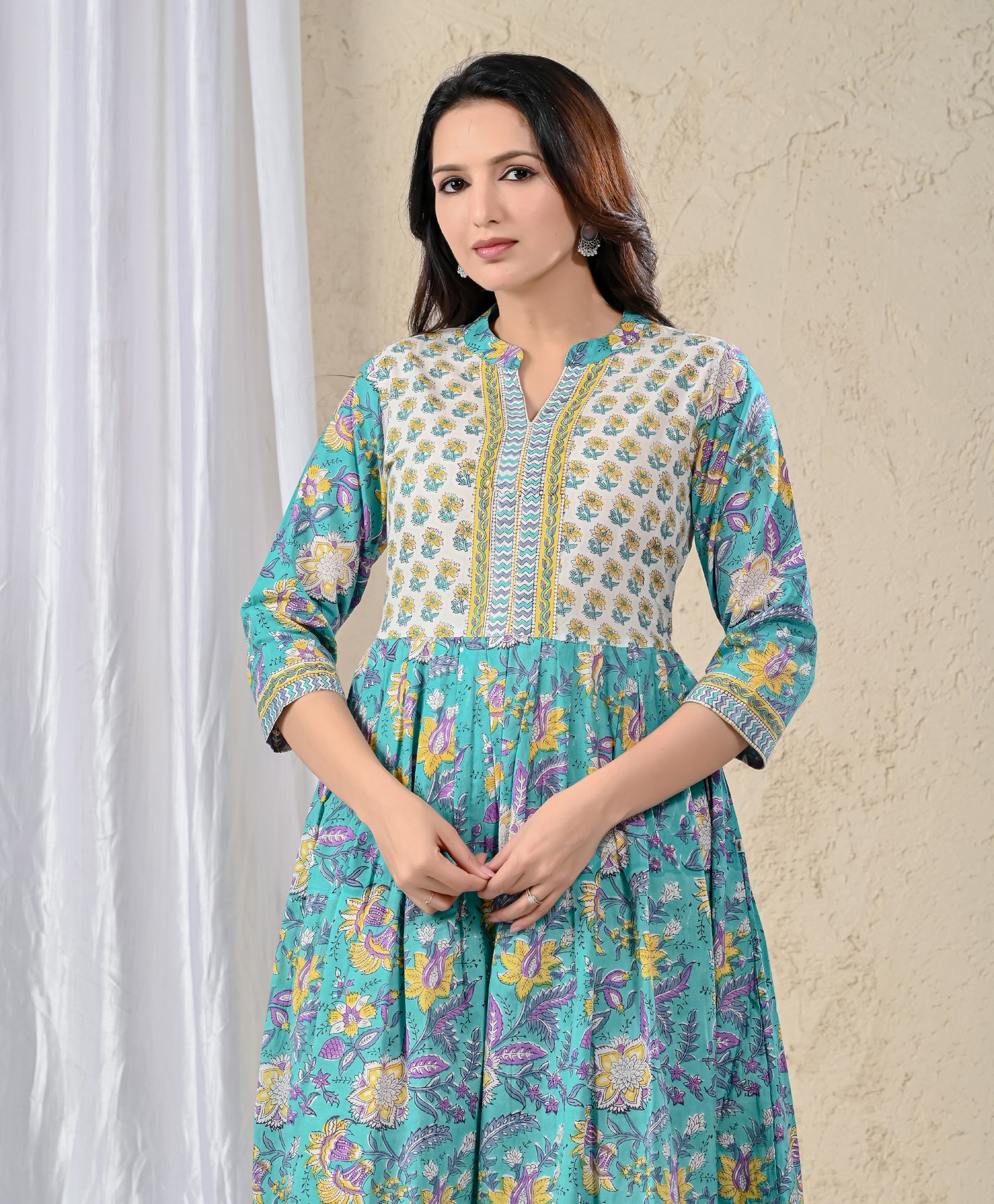 Firozi Jaal Printed Cotton Kurta Pant Set