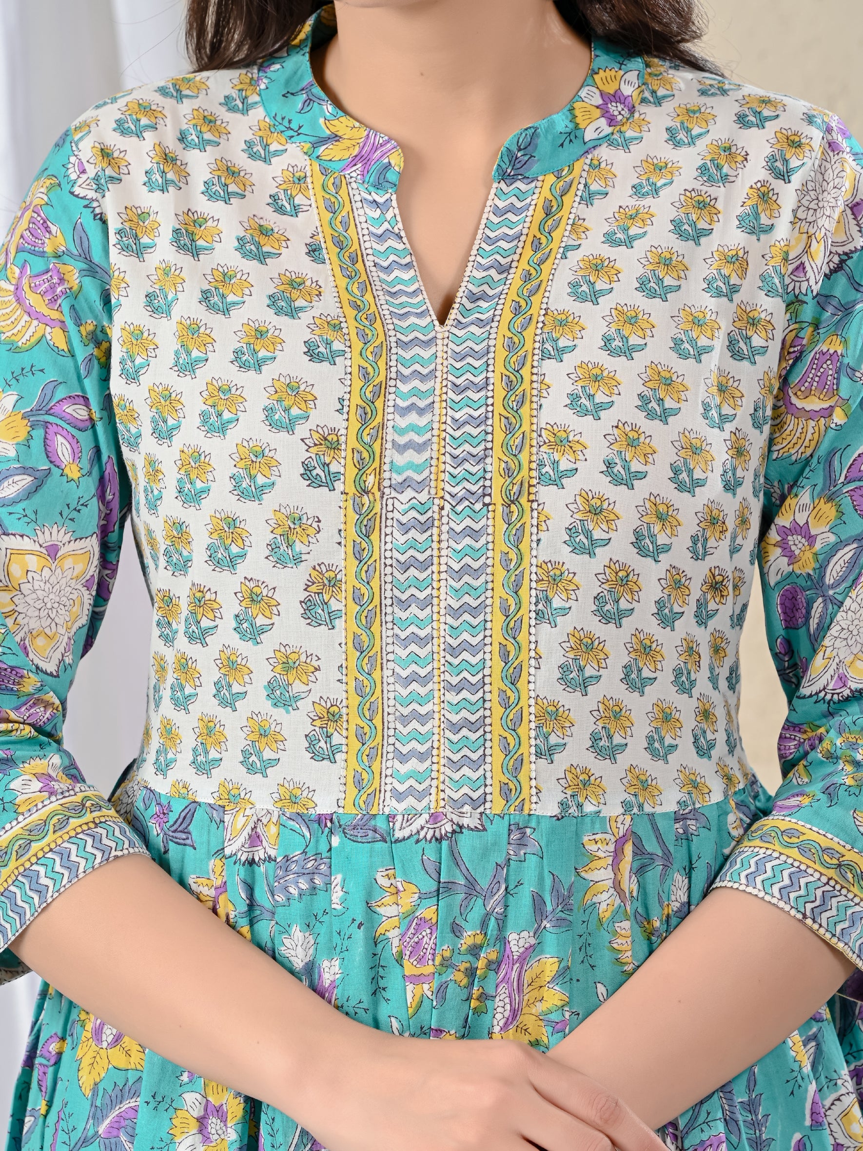 Firozi Jaal Printed Cotton Kurta Pant Set