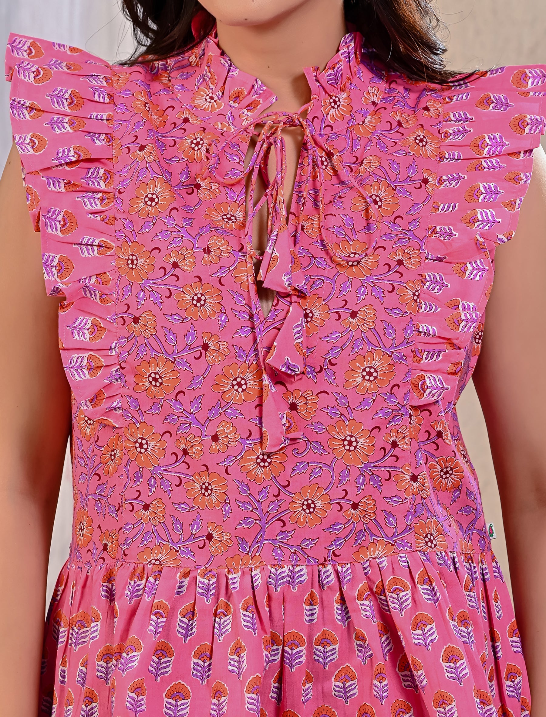 Pink Jaal Cotton Printed Top