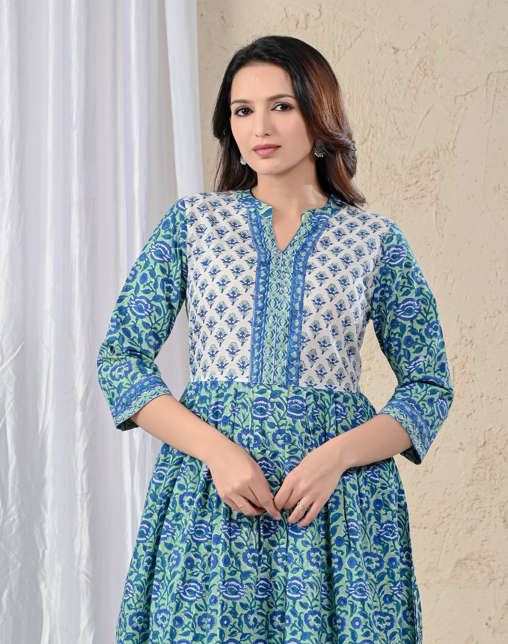 Blue Jaal Printed Cotton Kurta Pant Set