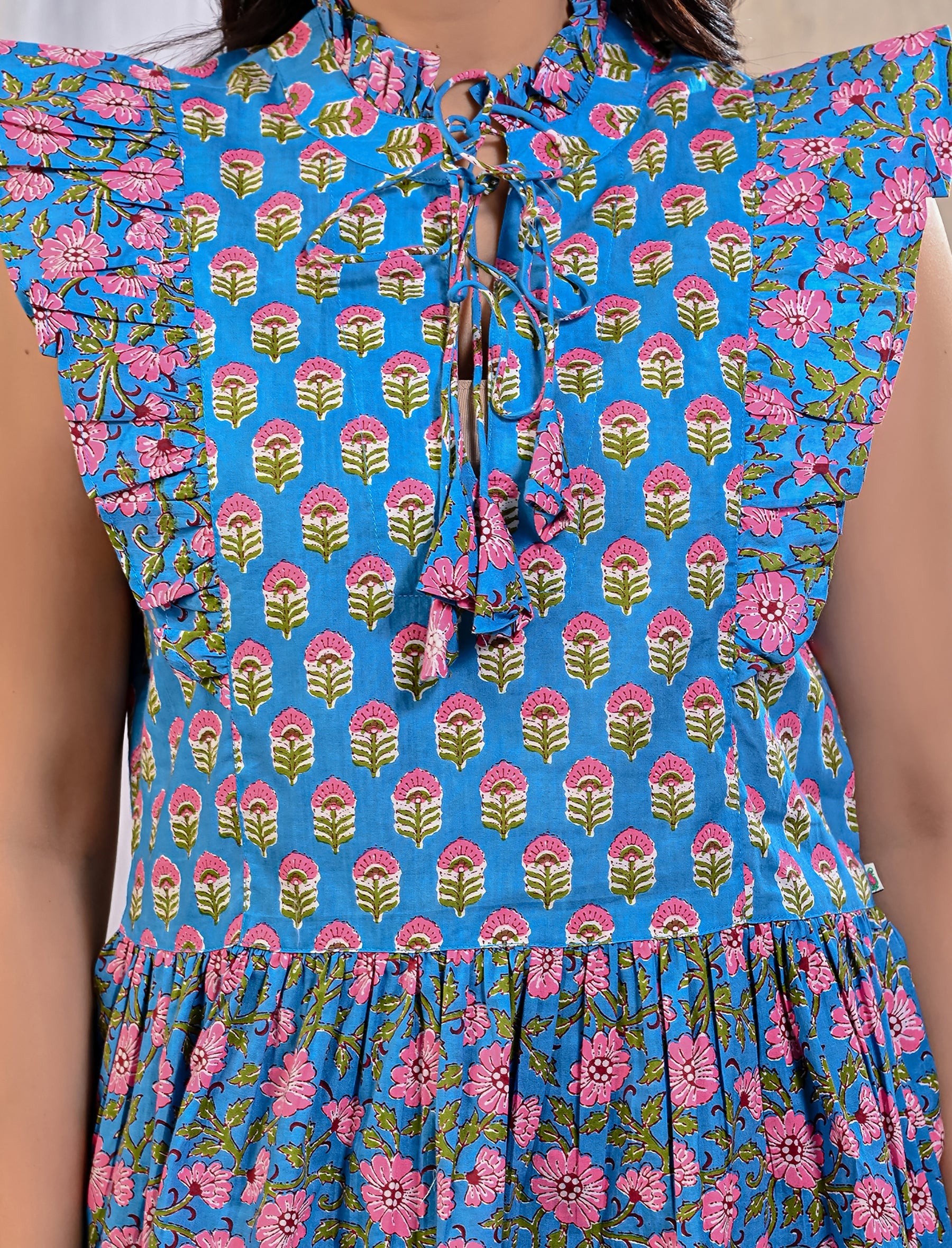 Blue Jaal Cotton Printed Top