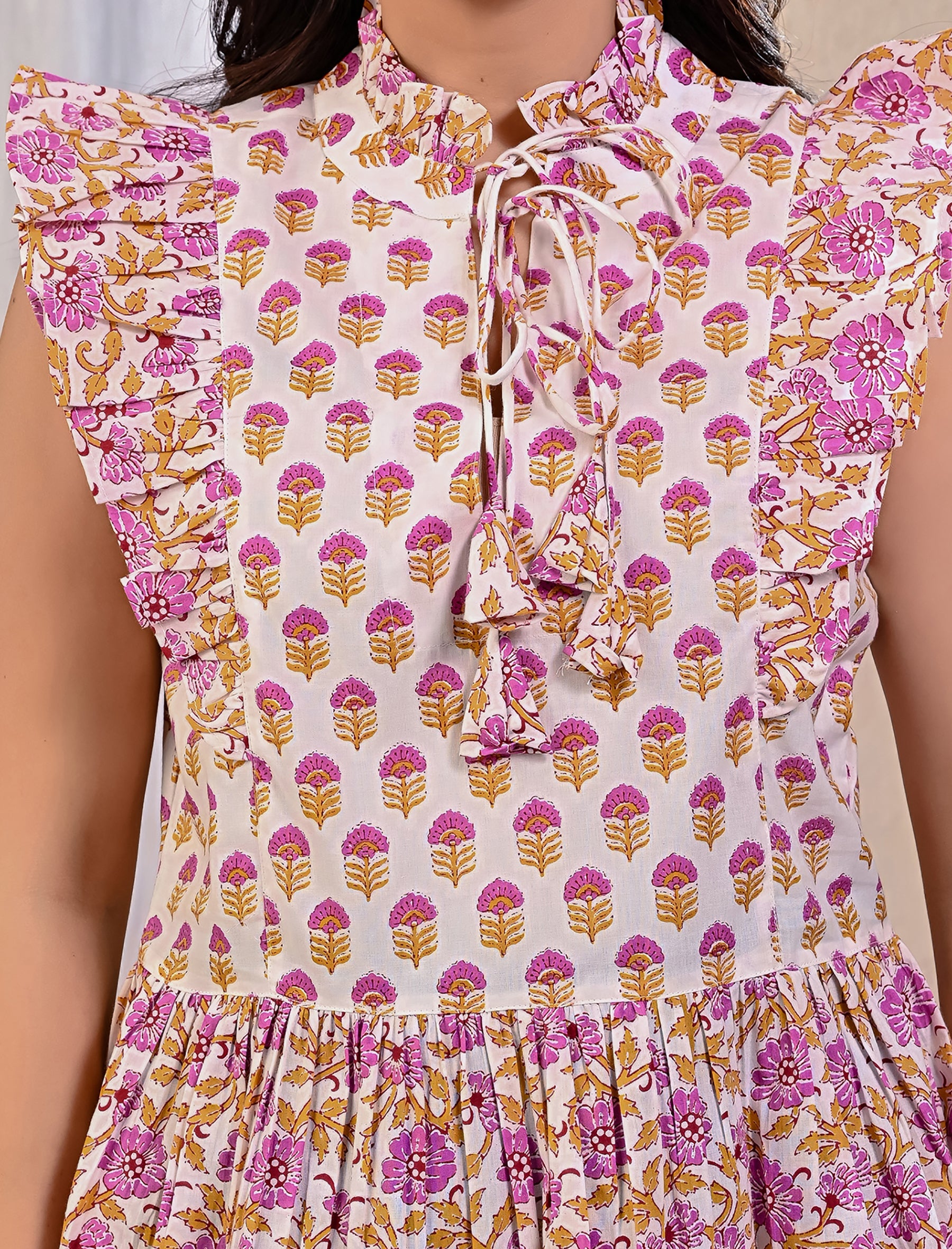 White Cotton Printed Top