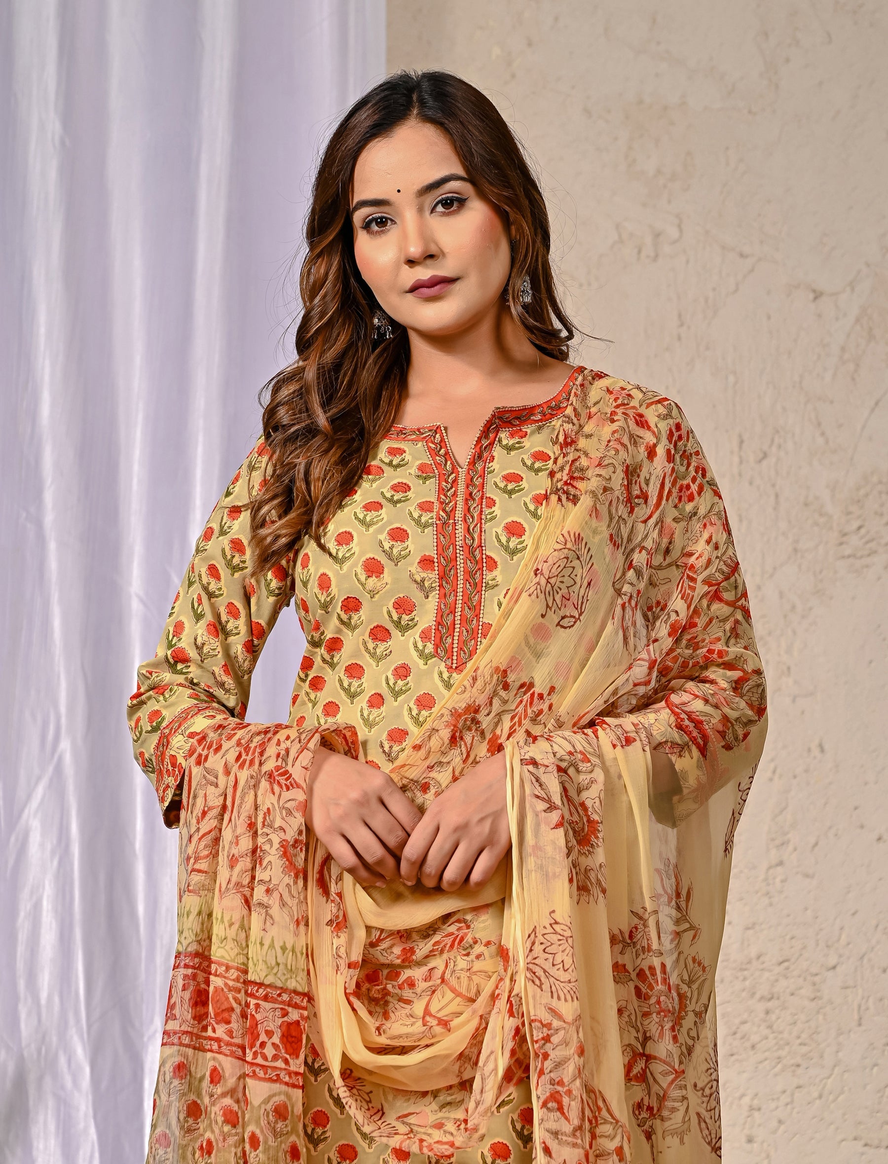 Mehendi Block Printed Cotton Kurta Pant Set