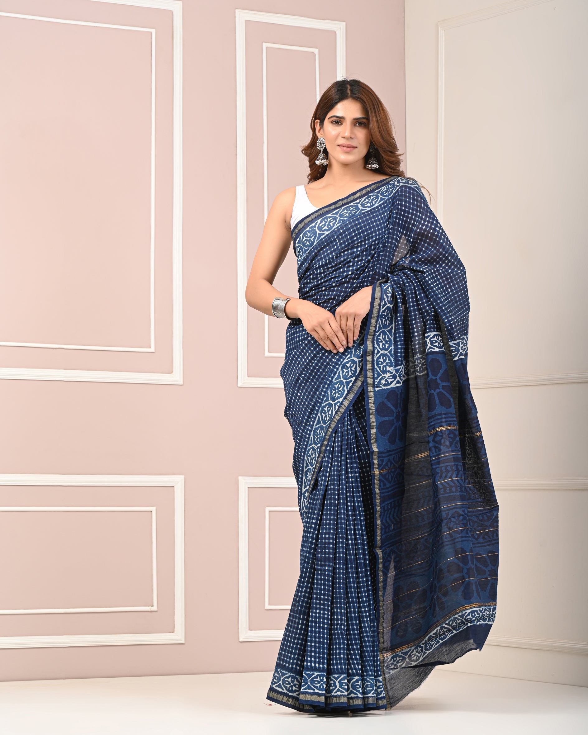 Chanderi Printed Saree With Blouse
