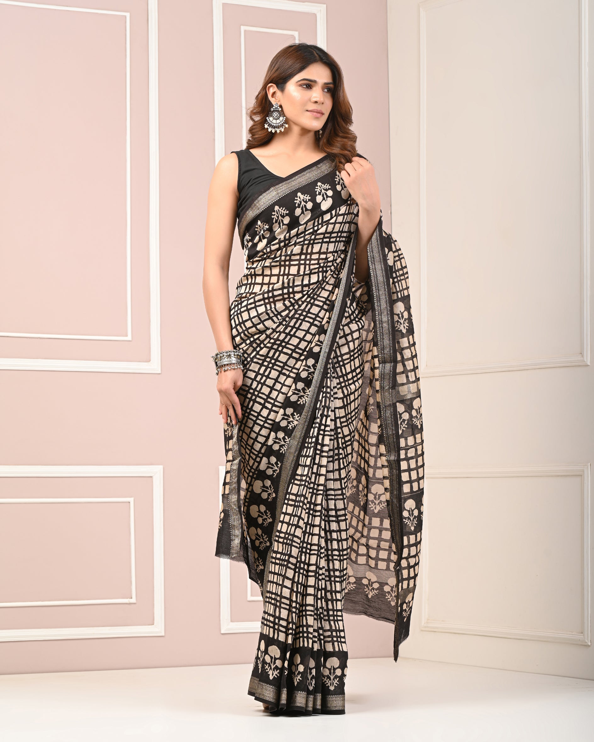 Chanderi Printed Saree With Blouse