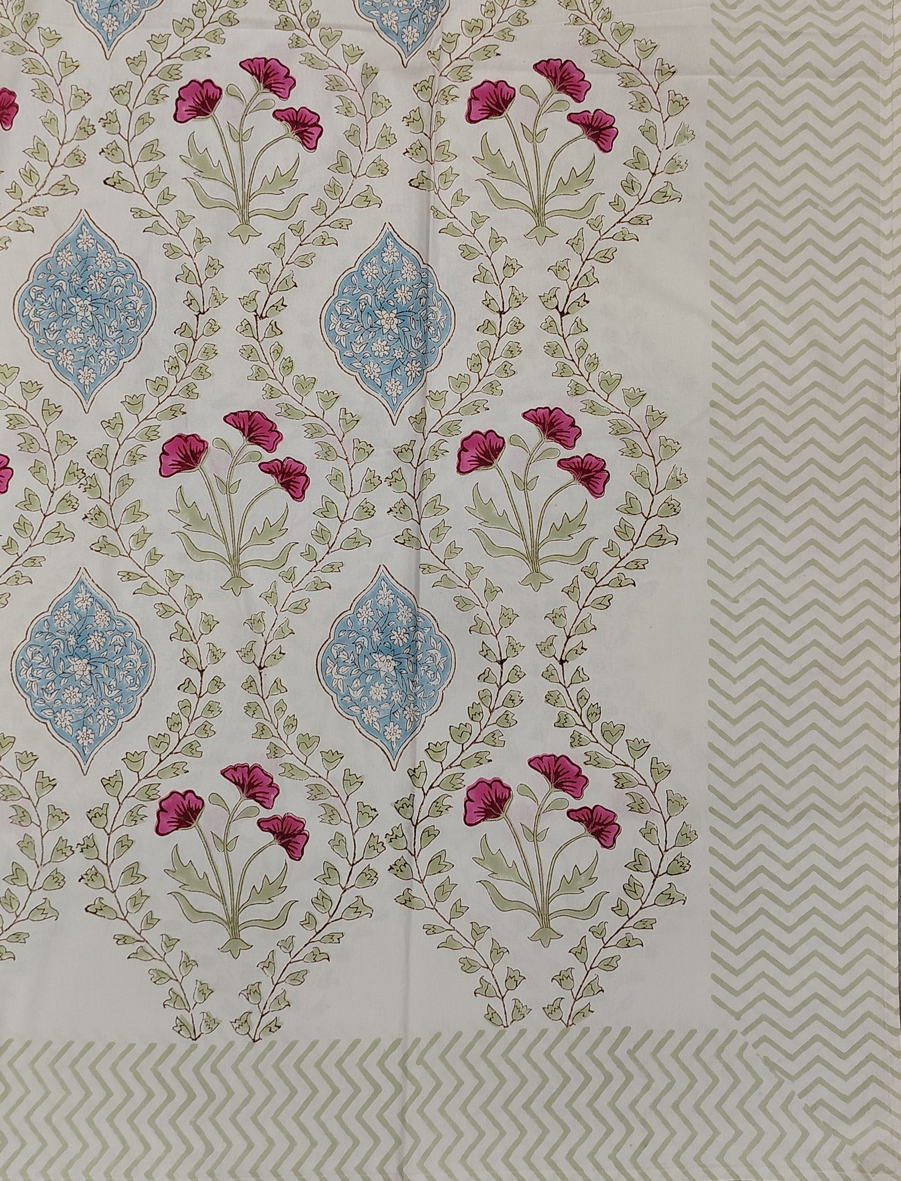Block Printed Single Bedsheet