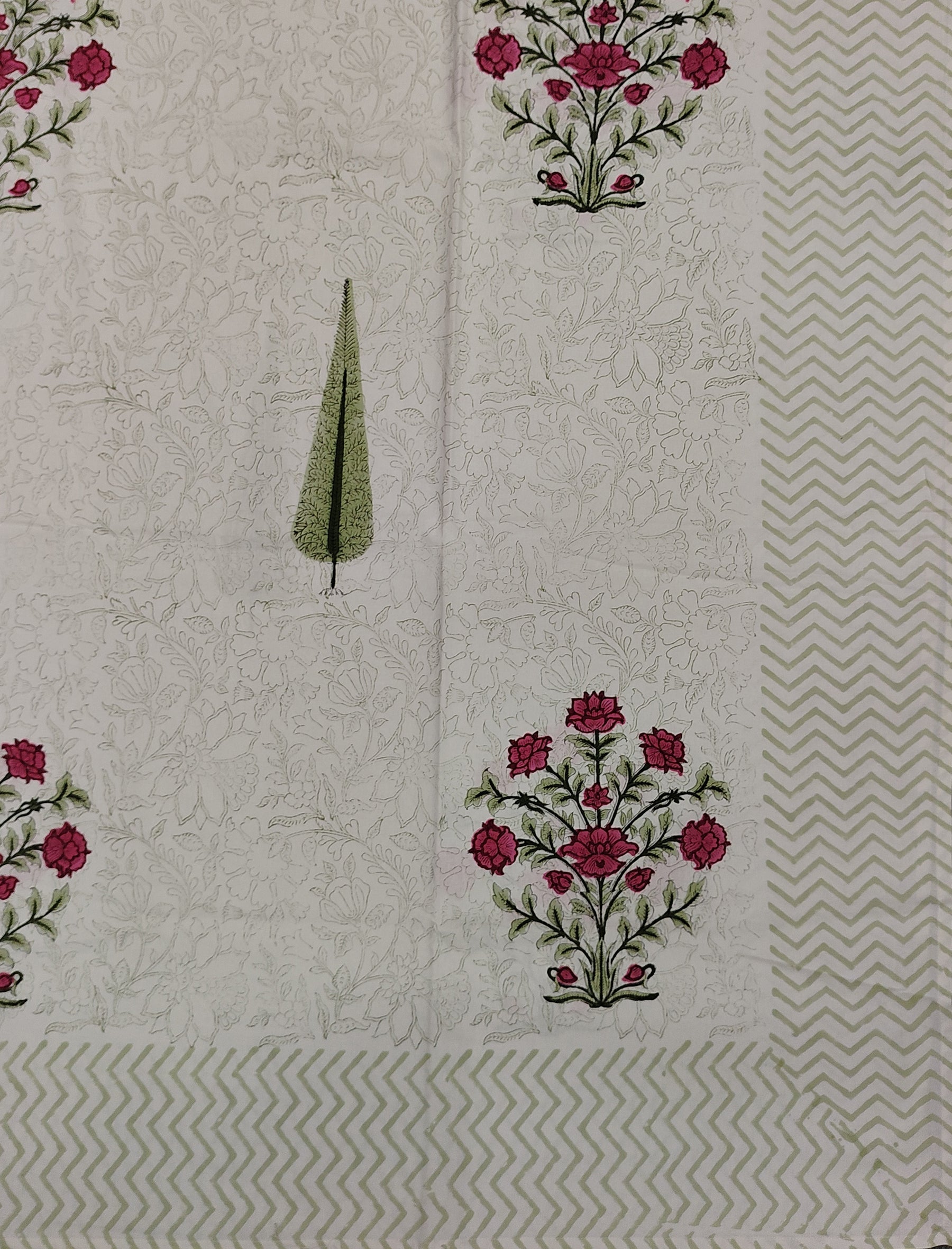 Block Printed Single Bedsheet