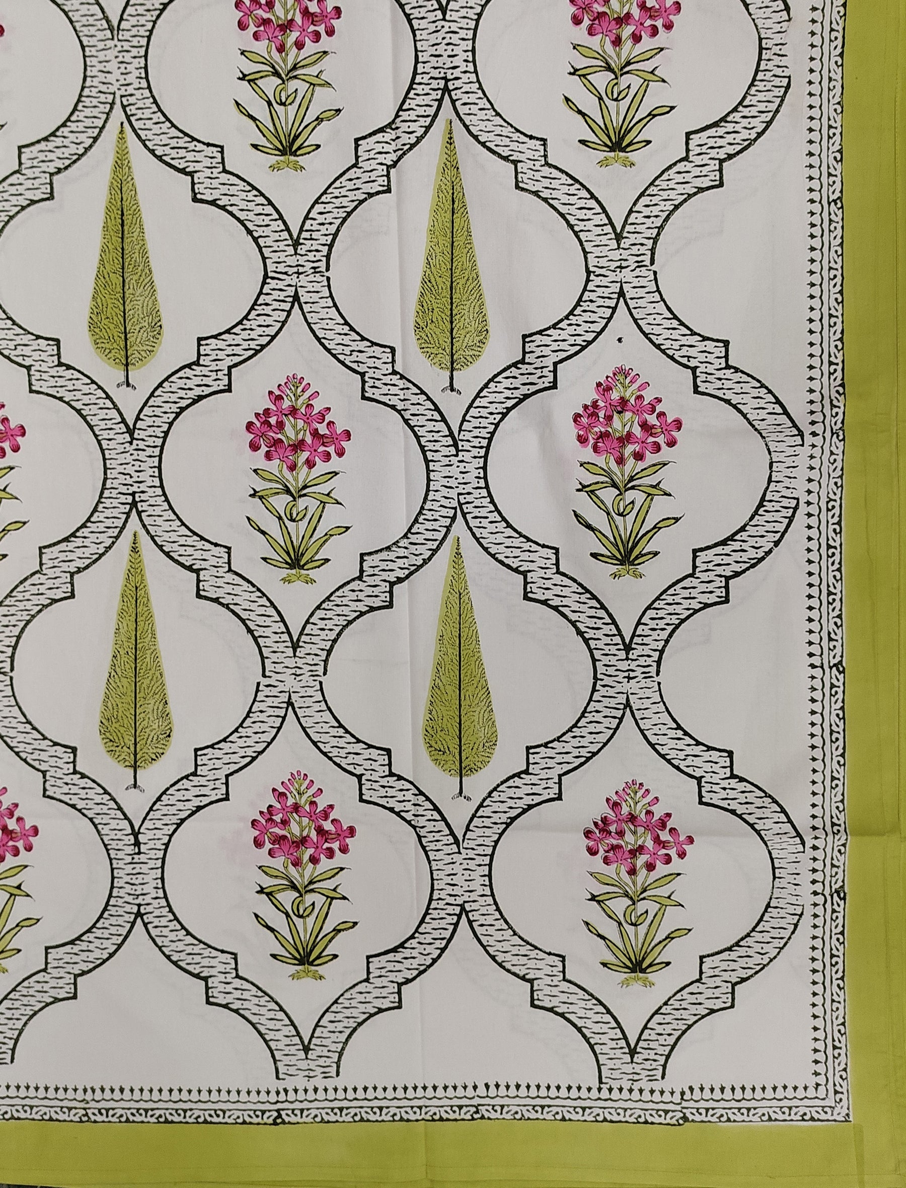 Block Printed Single Bedsheet
