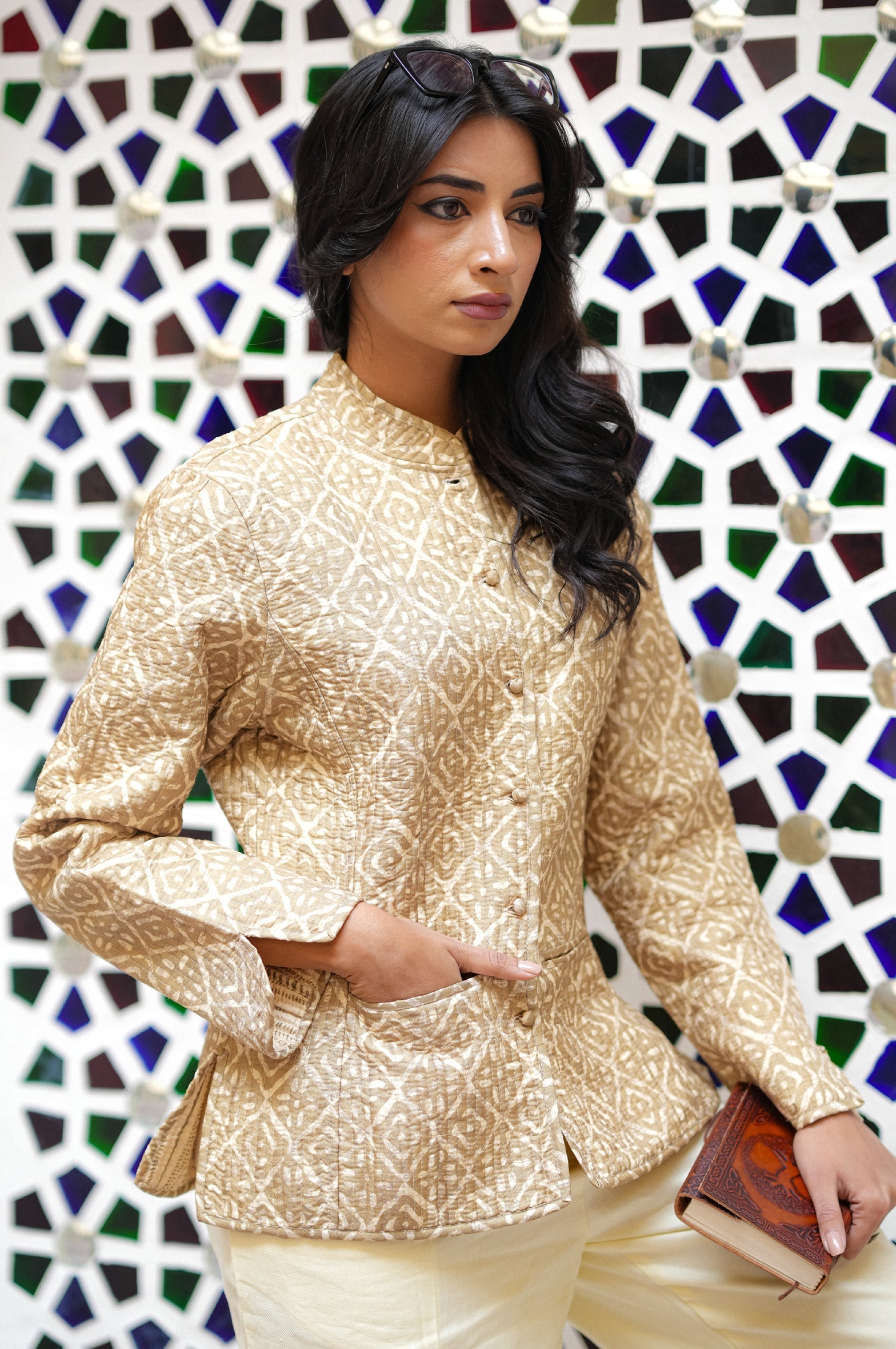 Silk Block Printed Reversible Winter Jacket