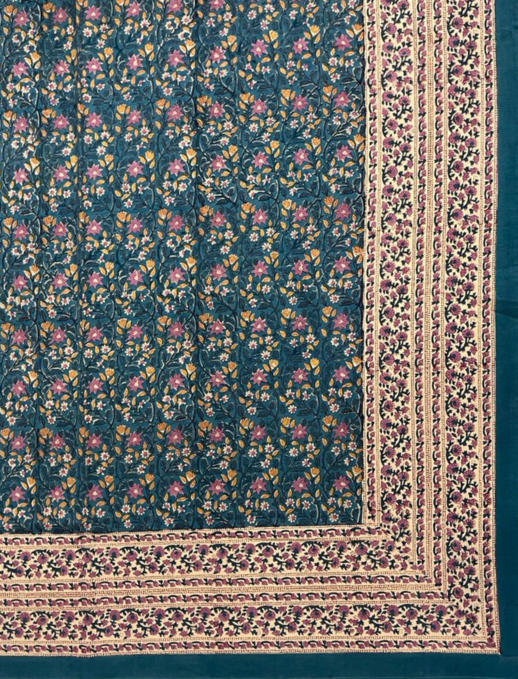 Hand Block Printed Cotton Double Bedsheet With Pillow Cover