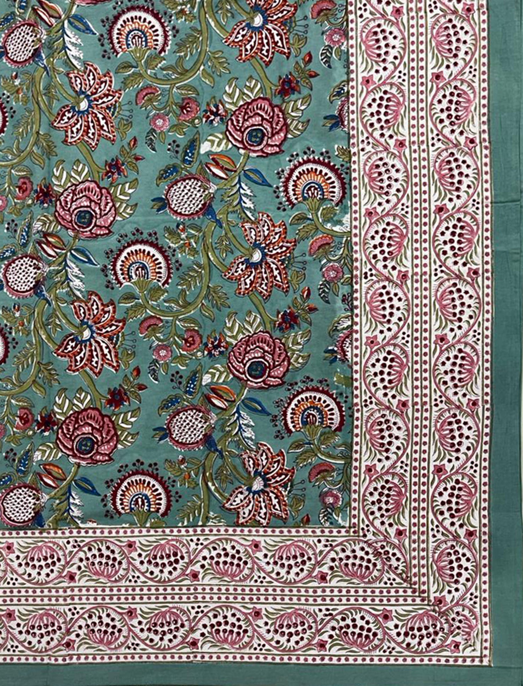 Hand Block Printed Cotton Double Bedsheet With Pillow Cover