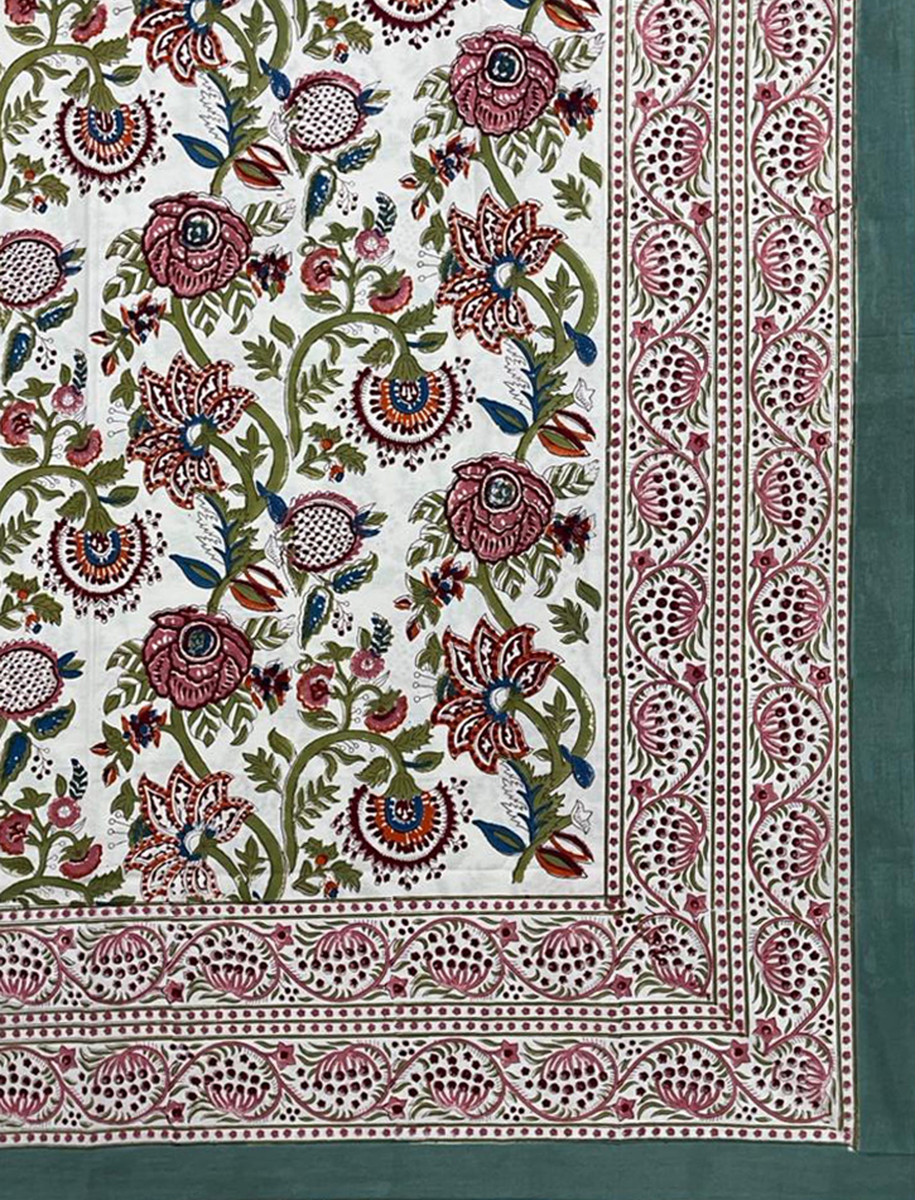 Hand Block Printed Cotton Double Bedsheet With Pillow Cover