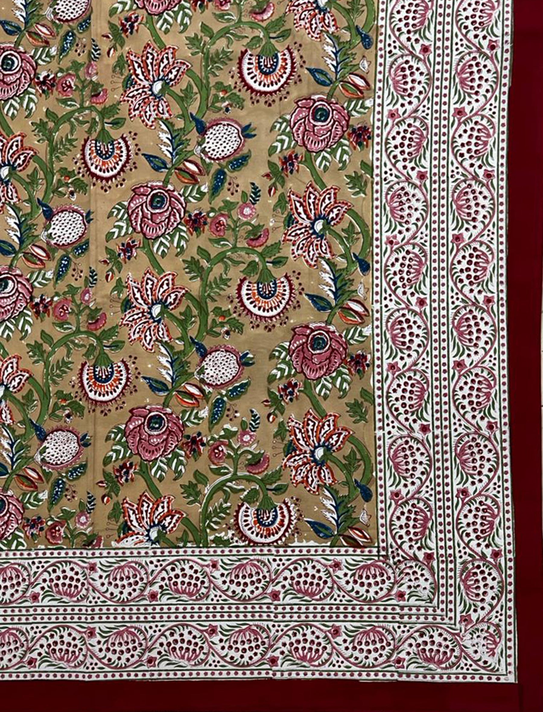 Hand Block Printed Cotton Double Bedsheet With Pillow Cover