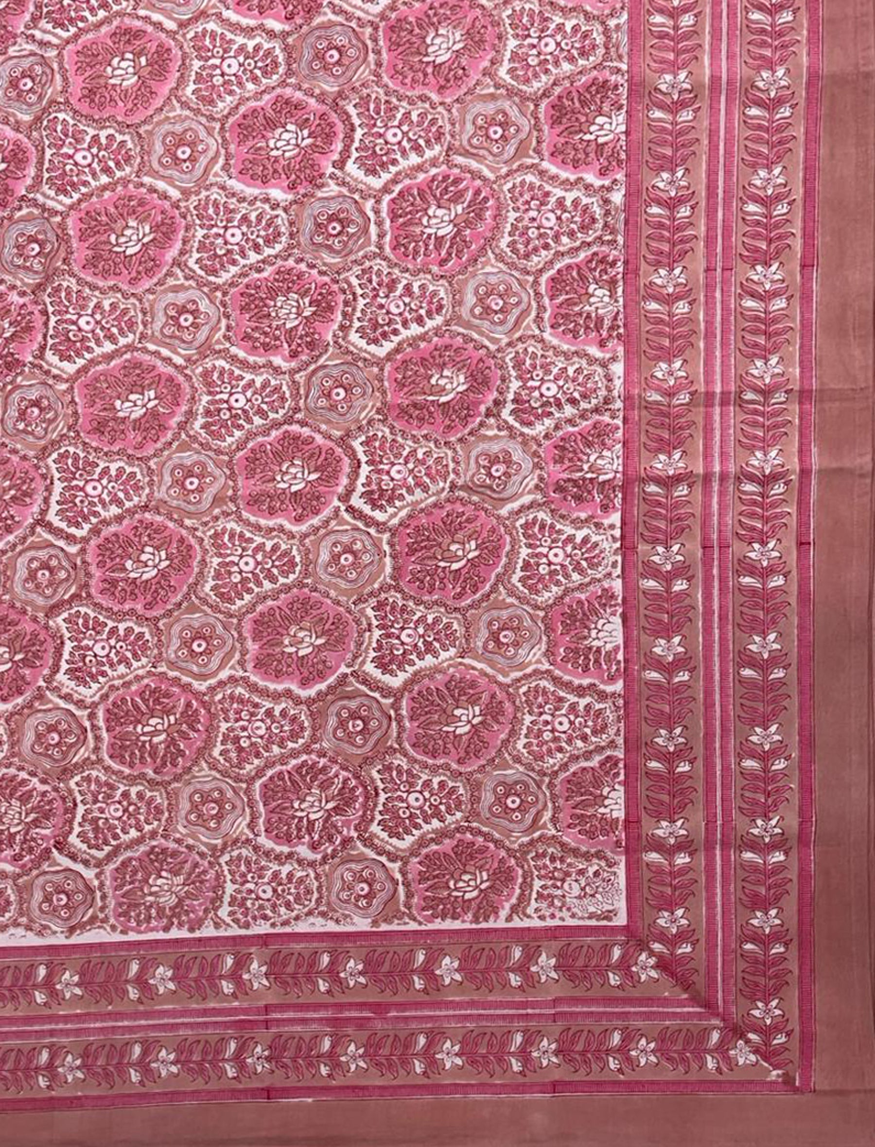 Hand Block Printed Cotton Double Bedsheet With Pillow Cover
