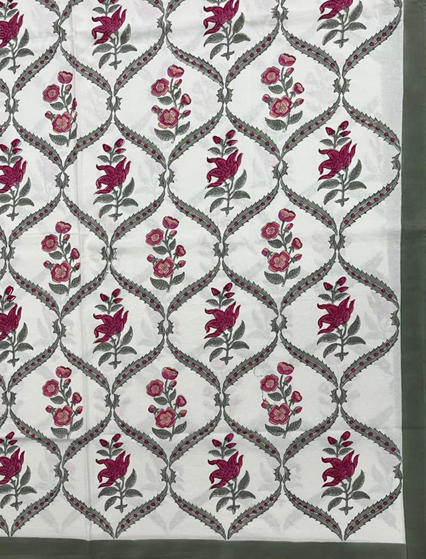 Hand Block Printed Cotton Double Bedsheet With Pillow Cover