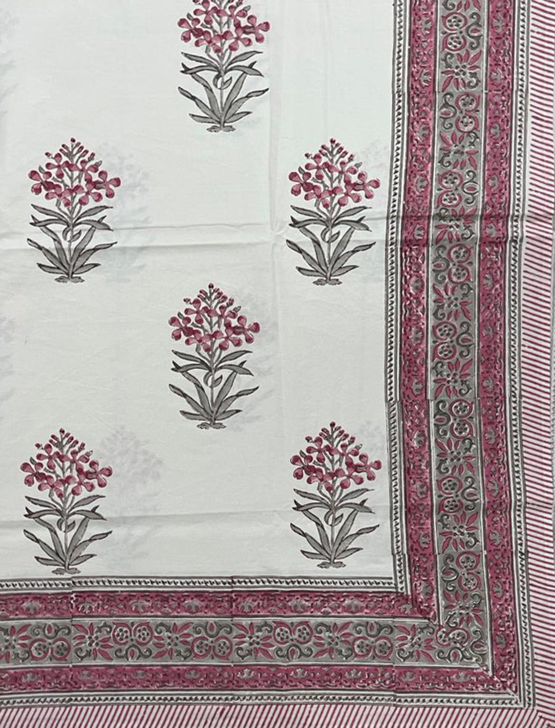 Hand Block Printed Cotton Double Bedsheet With Pillow Cover