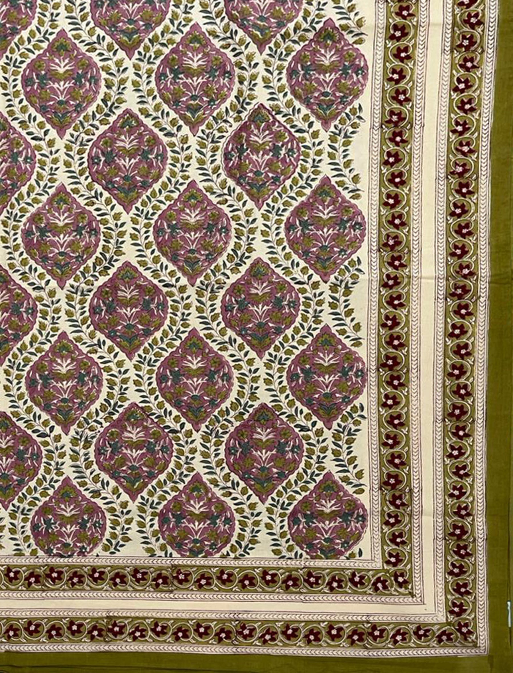 Hand Block Printed Cotton Double Bedsheet With Pillow Cover