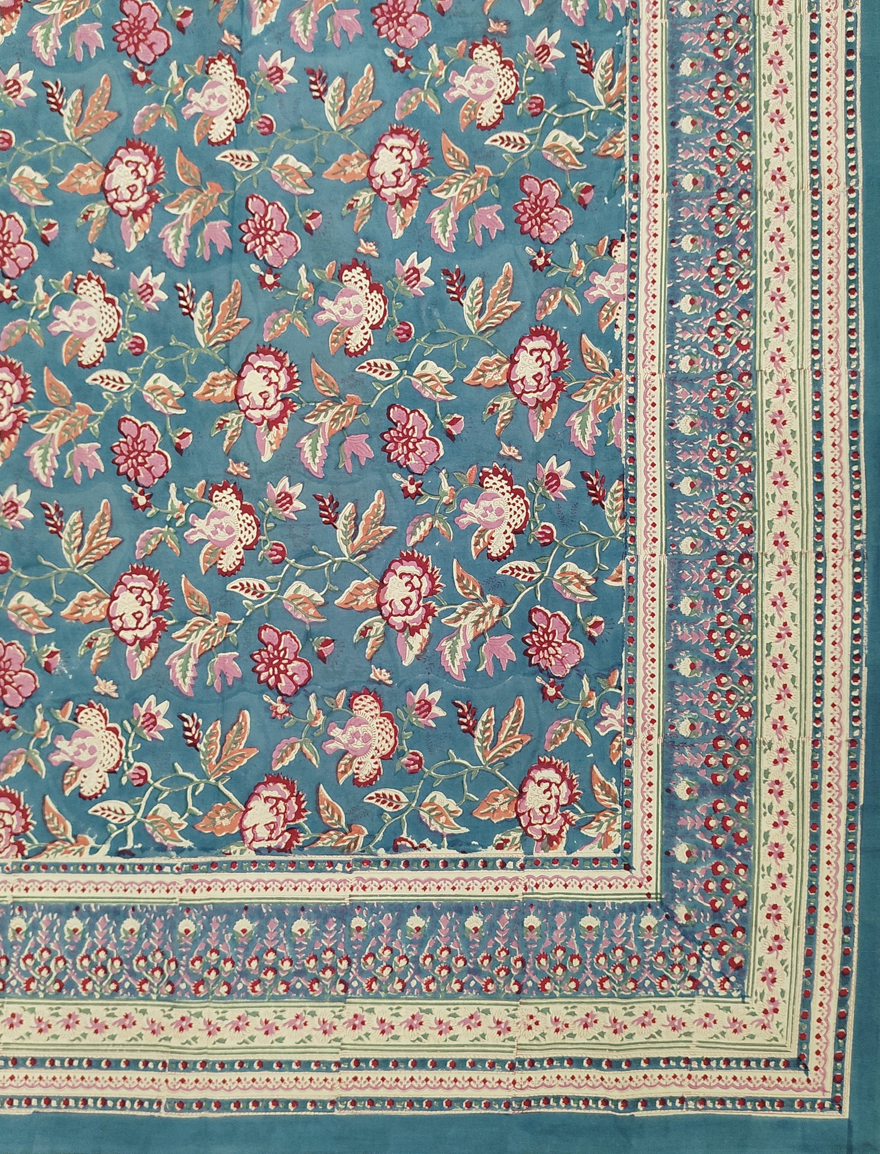 Hand Block Printed Cotton Double Bedsheet With Pillow Cover