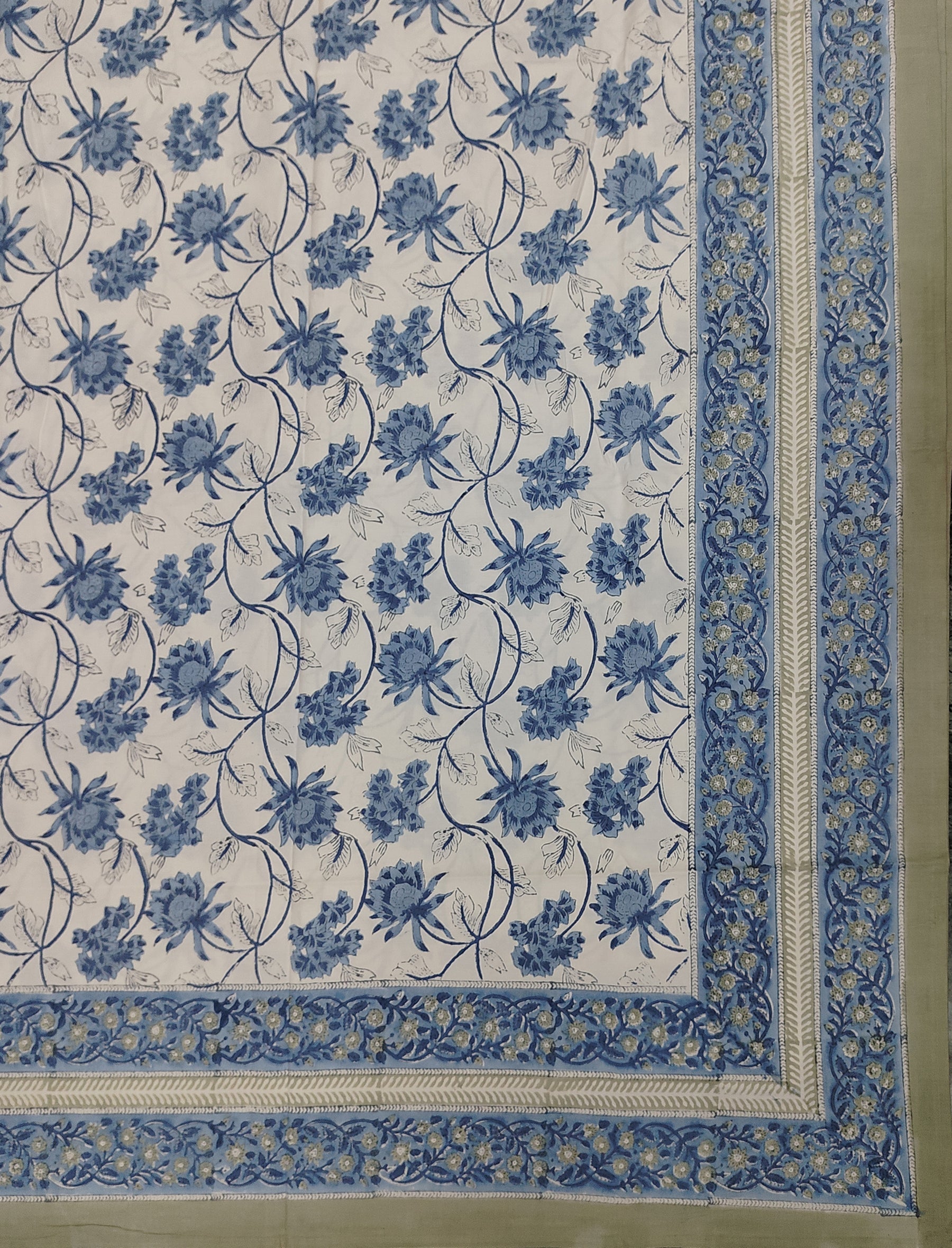 Hand Block Printed Cotton Double Bedsheet With Pillow Covers