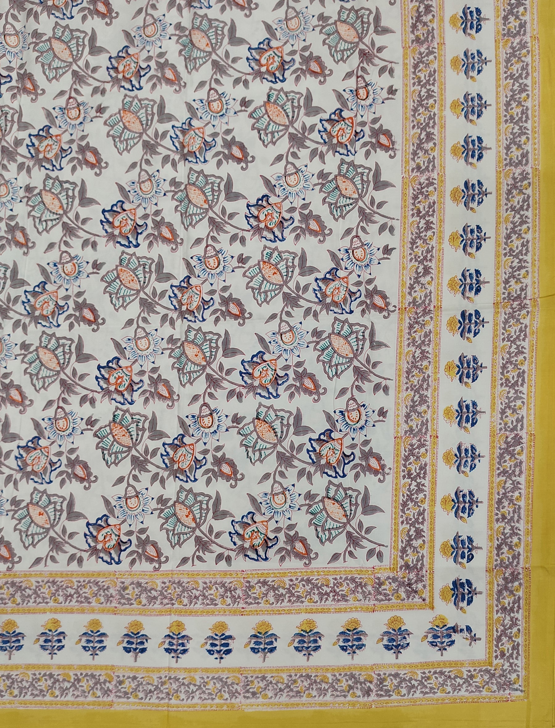 Hand Block Printed Cotton Double Bedsheet With Pillow Covers