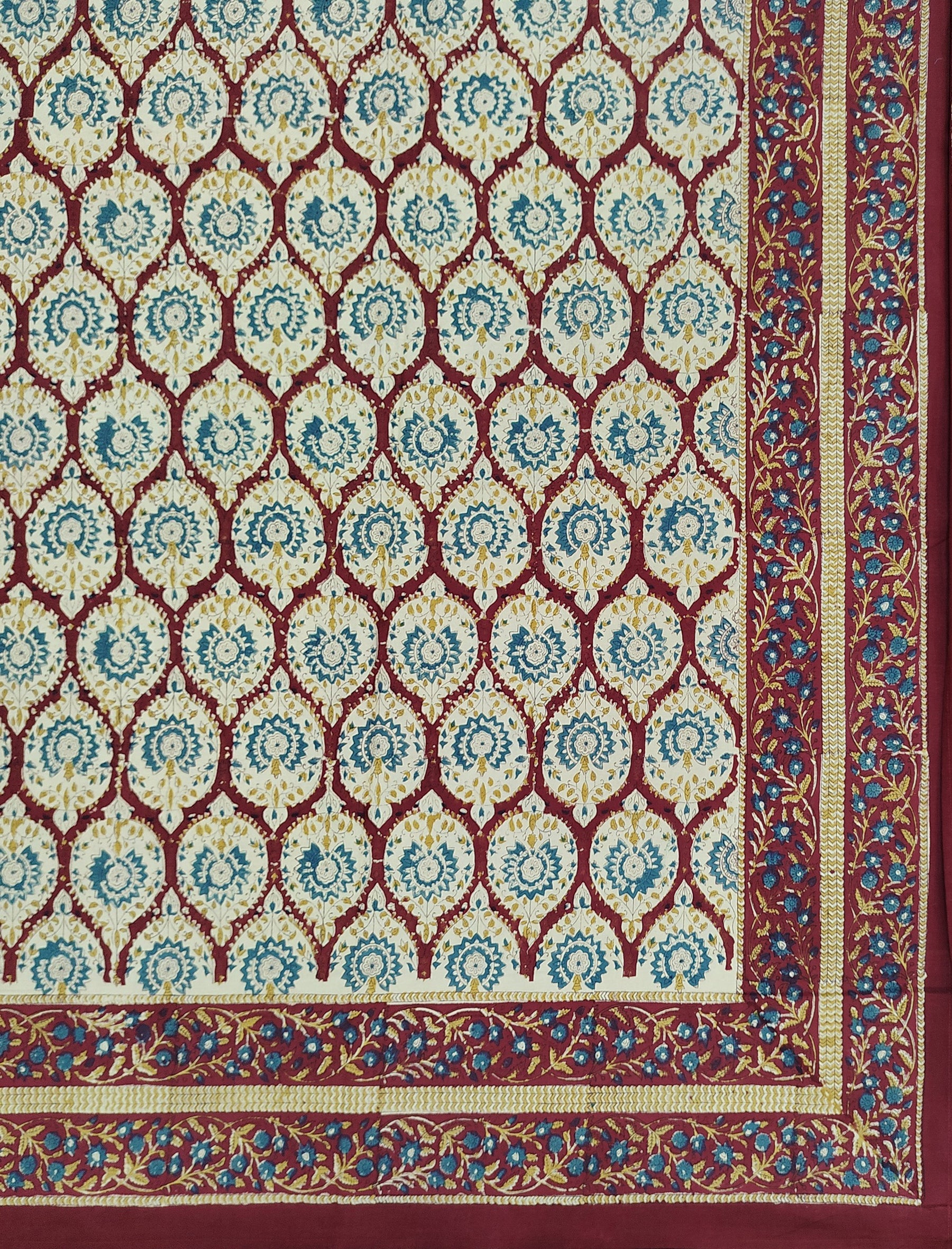Hand Block Printed Cotton Double Bedsheet With Pillow Cover