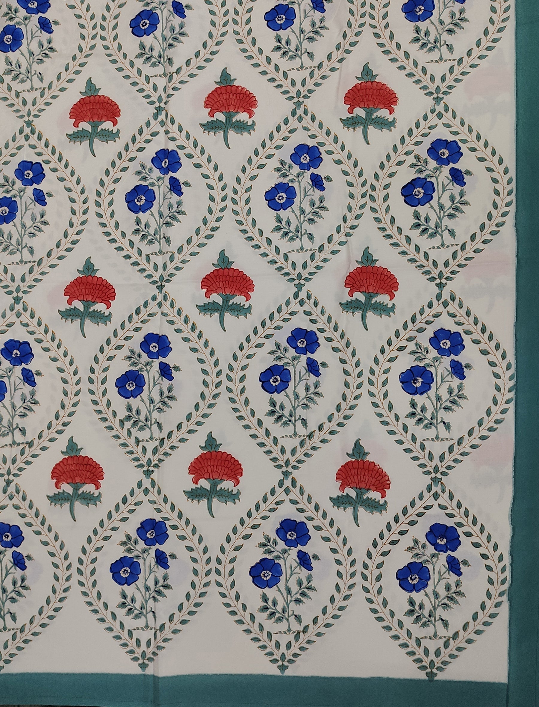 Hand Block Printed Cotton Double Bedsheet With Pillow Cover