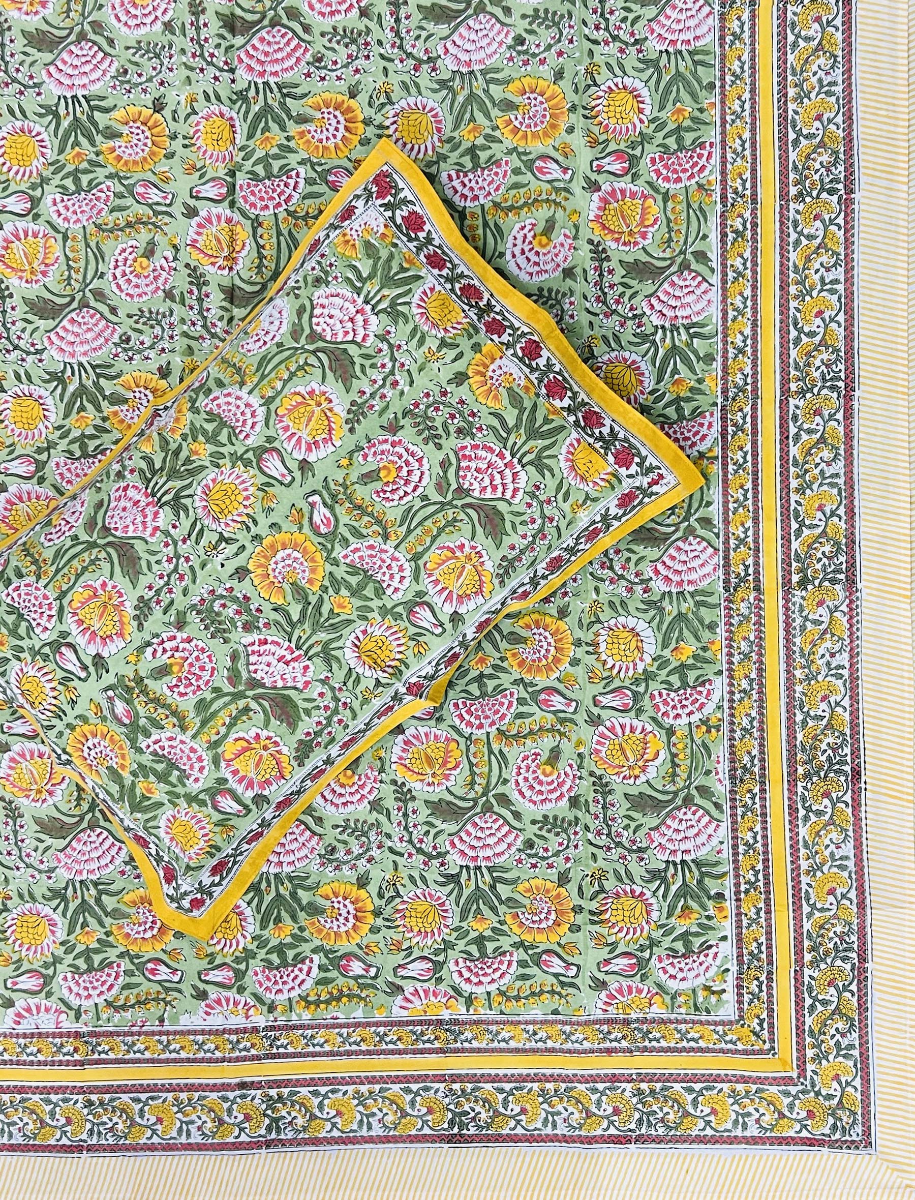 Hand Block Printed Cotton Double Bedsheet With Pillow Cover