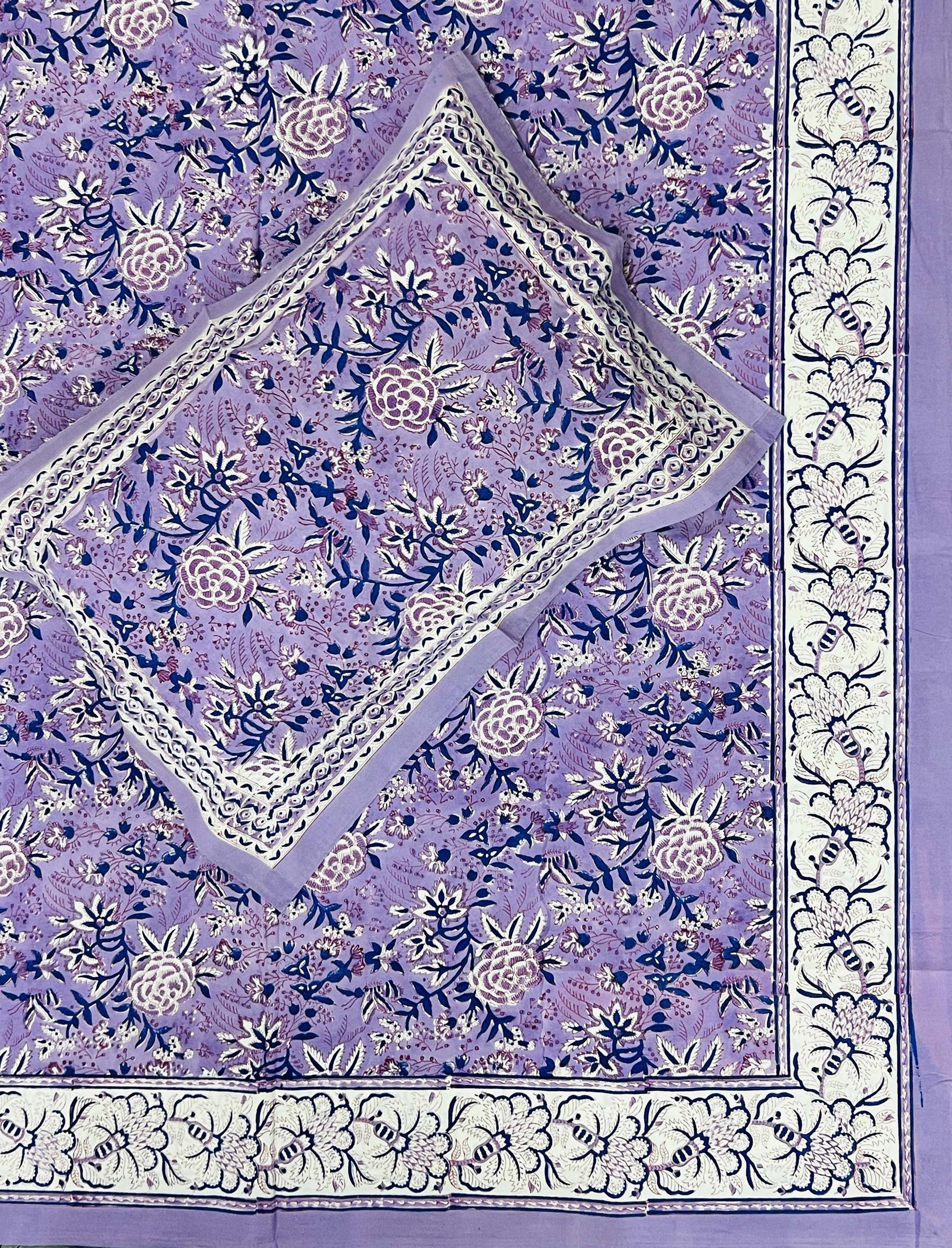 Hand Block Printed Cotton Double Bedsheet With Pillow Covers