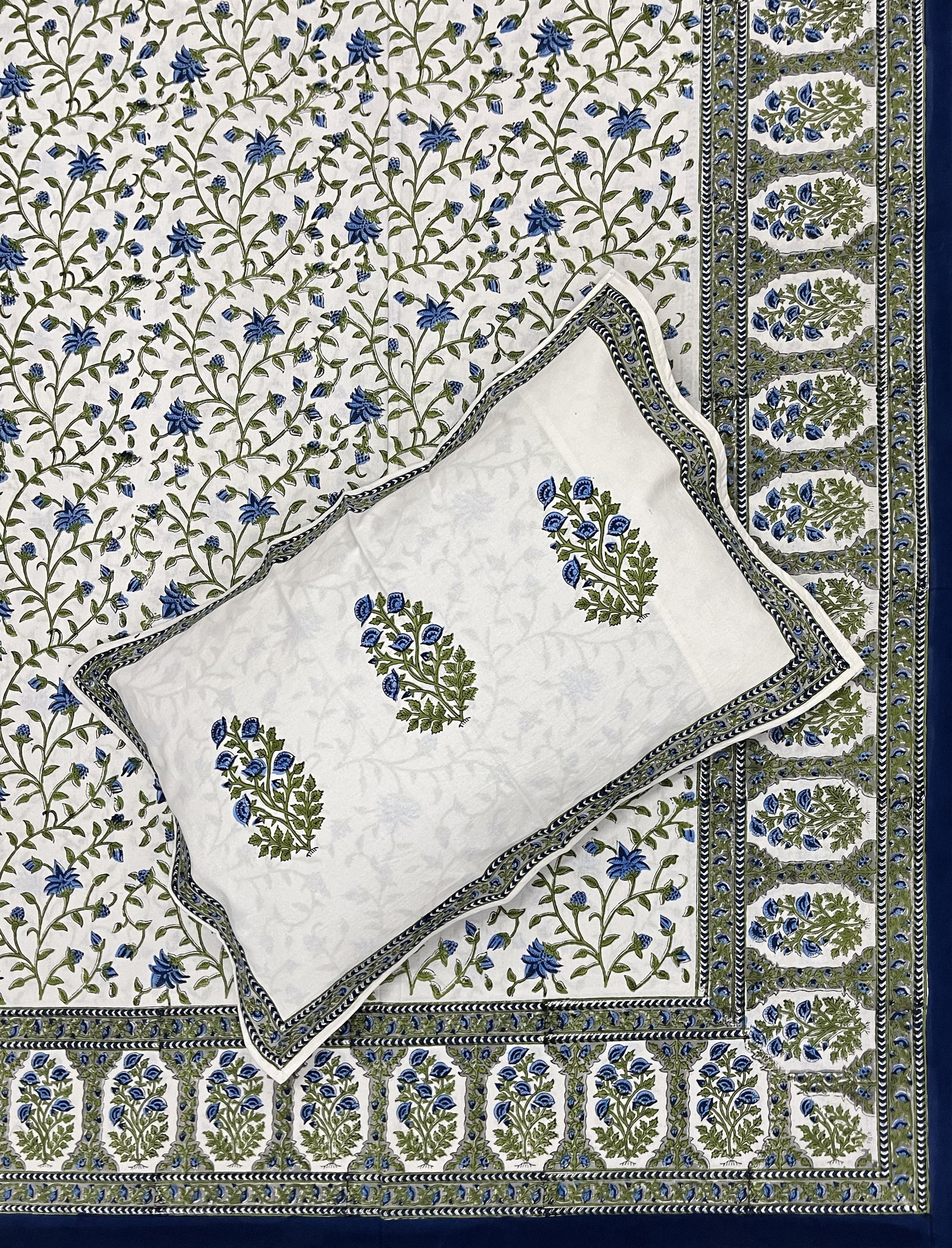 Block Printed Single Bedsheet