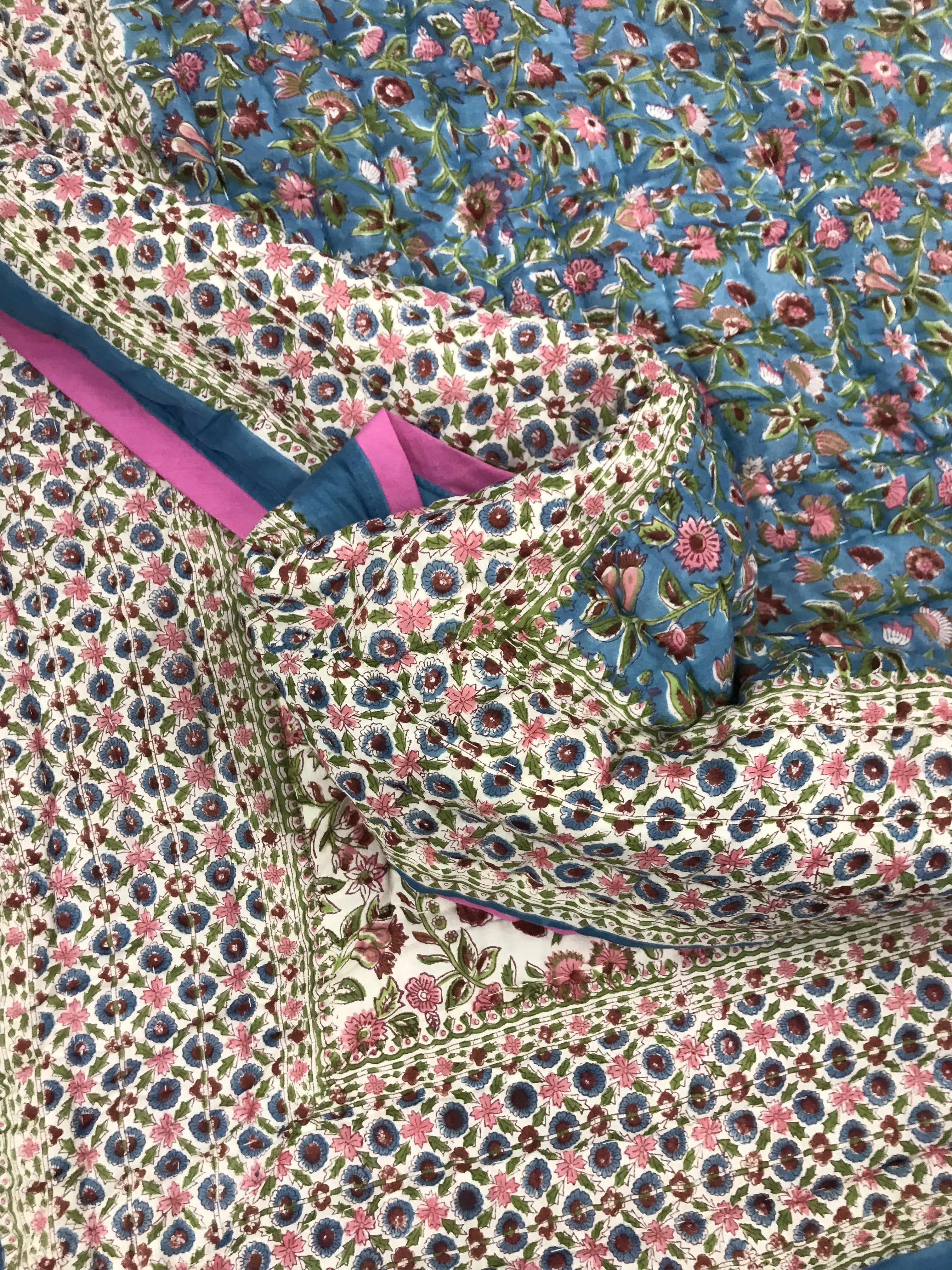 Hand Block Printed Cotton Double Quilt