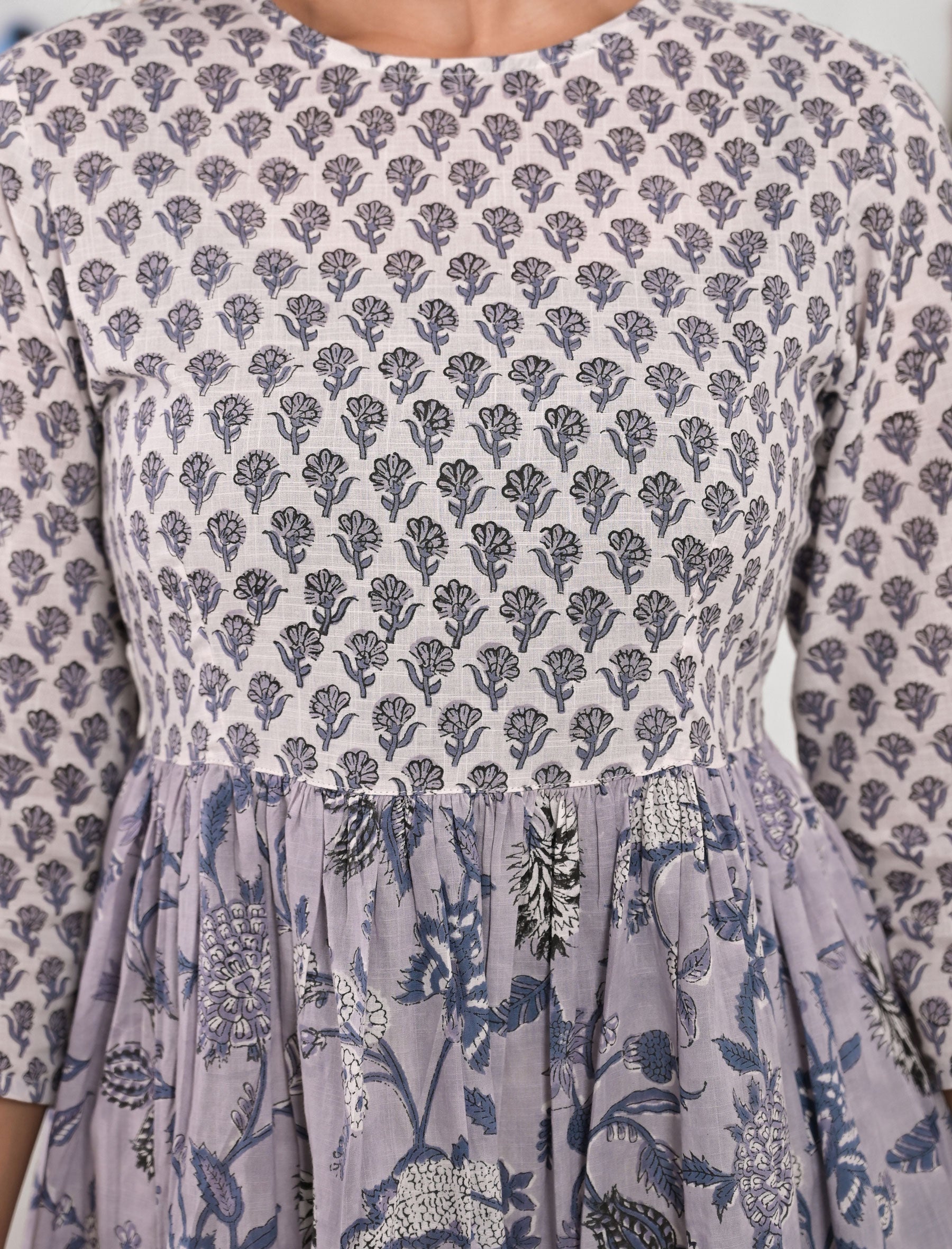 Grey Jaal Cotton Printed Dress