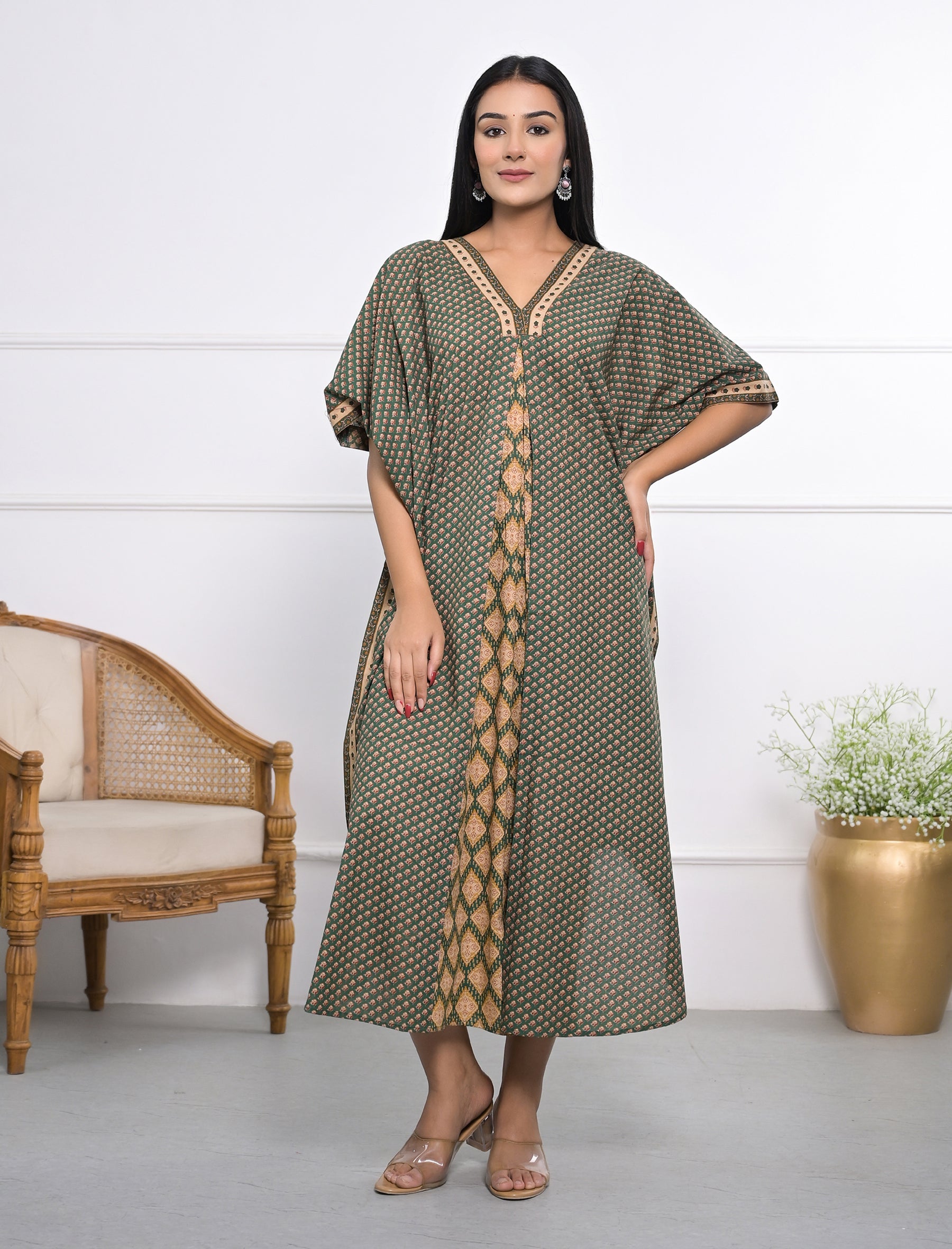 Hand Block Printed Cotton Kaftan