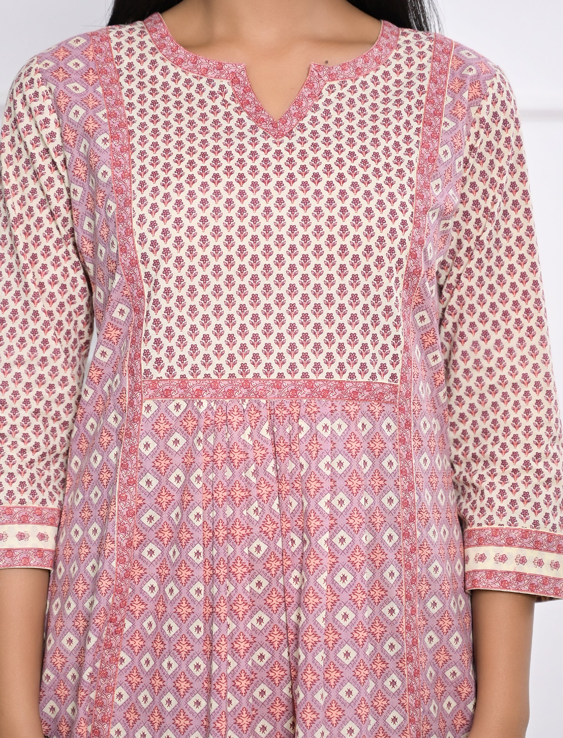 Pink Cotton Printed Dress